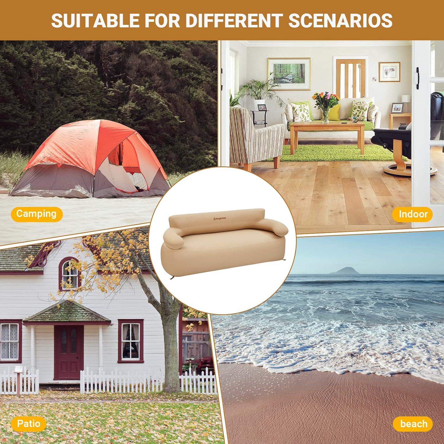 Sofá Inflable Doble KingCamp 174x85 cm PVC Ecológico