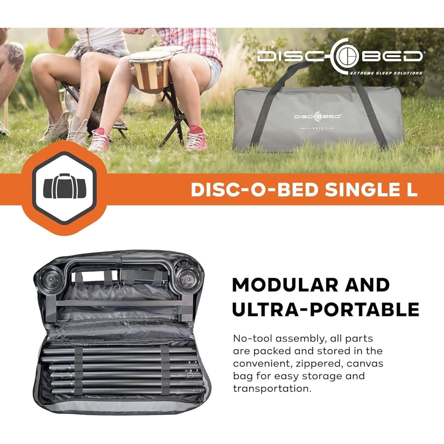 Cama portátil modular Disc-O-Bed gris para 1 persona