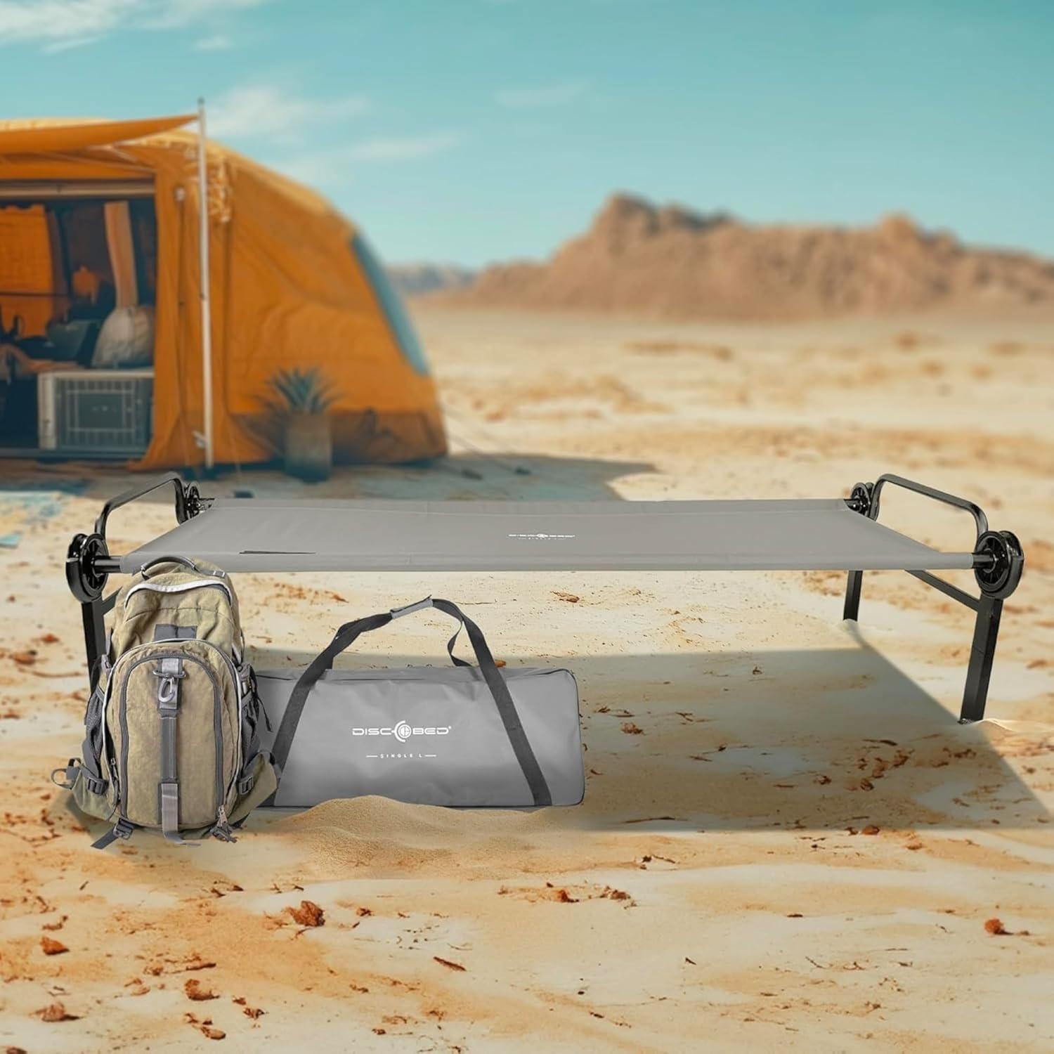 Cama portátil modular Disc-O-Bed gris para 1 persona
