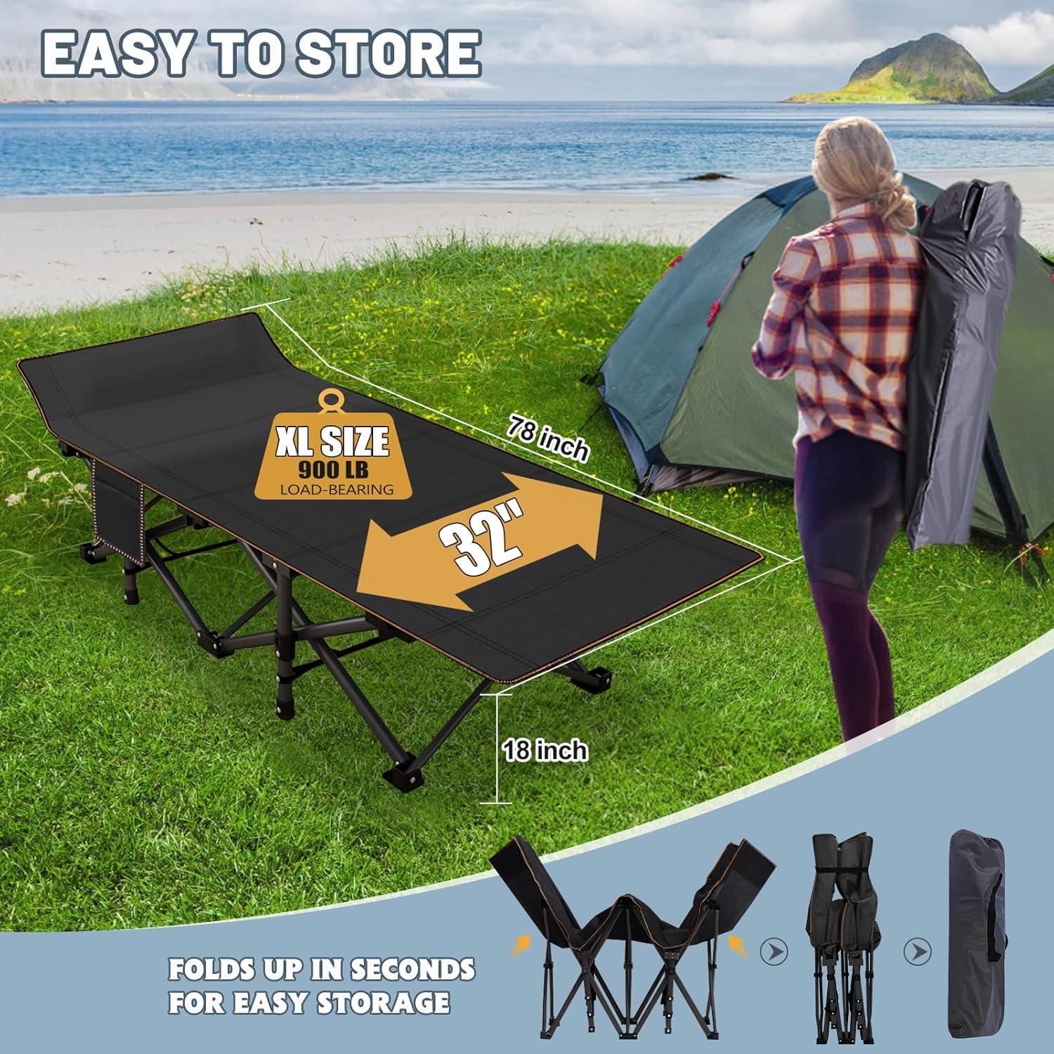 Cama de Camping Plegable Slsy XXL con Colchón para Adultos
