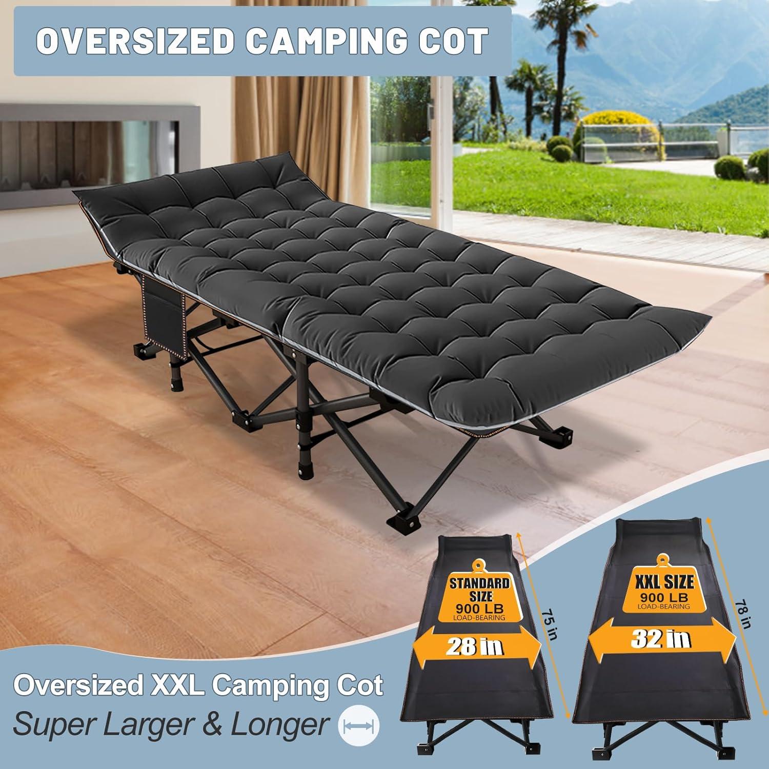 Cama de Camping Plegable Slsy XXL con Colchón para Adultos