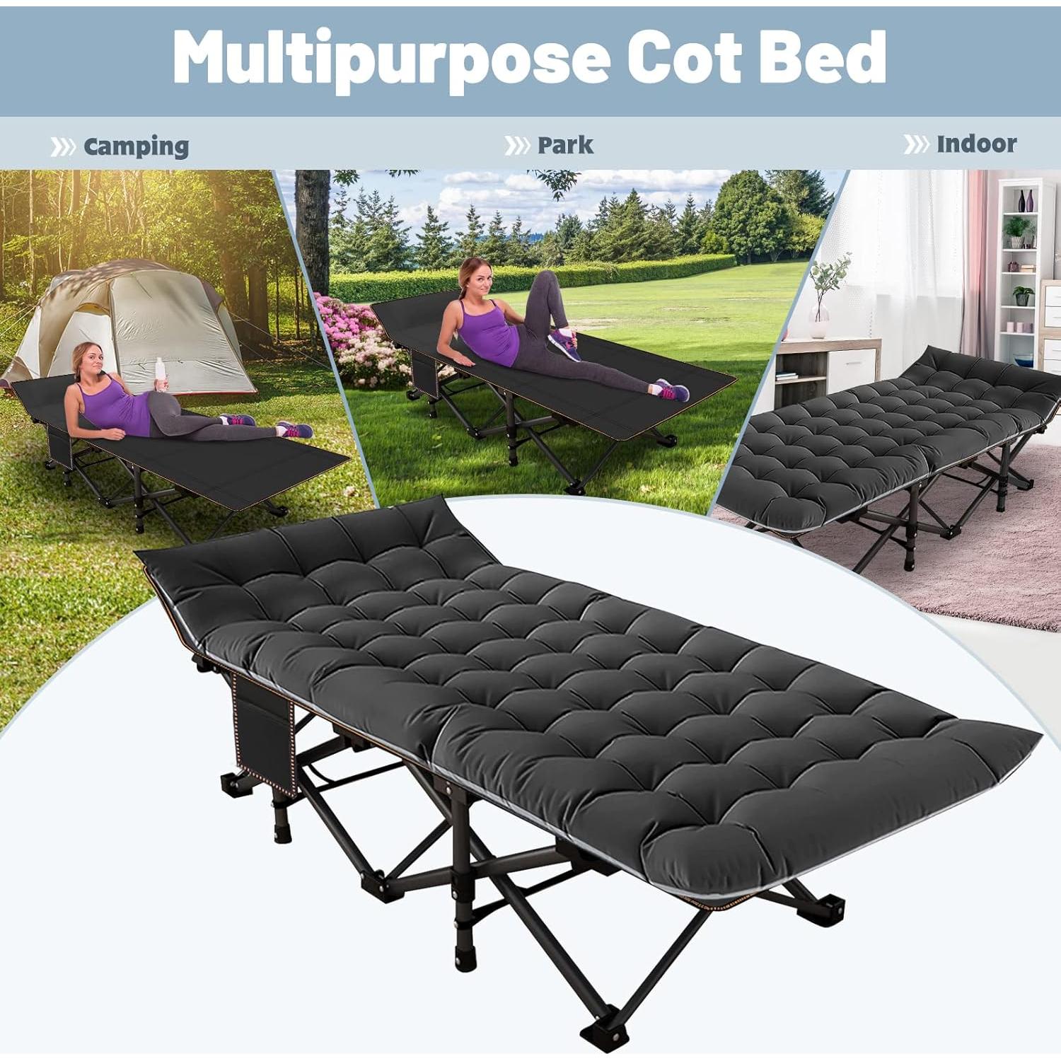 Cama de Camping Plegable Slsy XXL con Colchón para Adultos