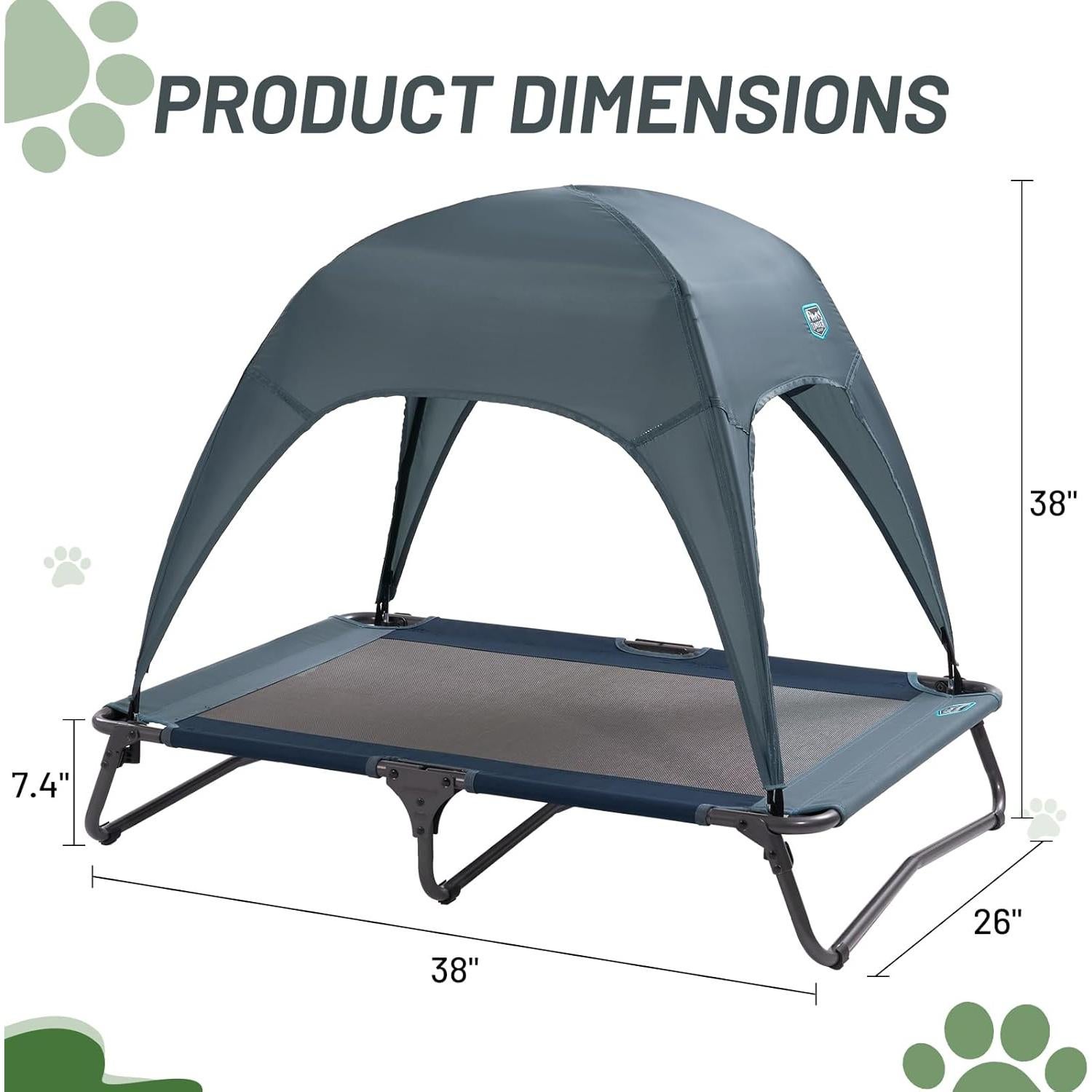 Cama Elevada para Perros Timber Ridge con Toldo Desmontable