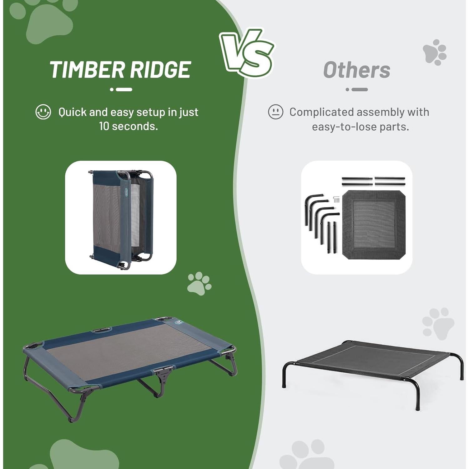 Cama Elevada para Perros Timber Ridge con Toldo Desmontable