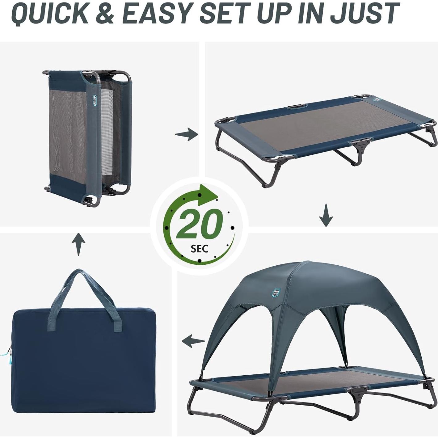 Cama Elevada para Perros Timber Ridge con Toldo Desmontable