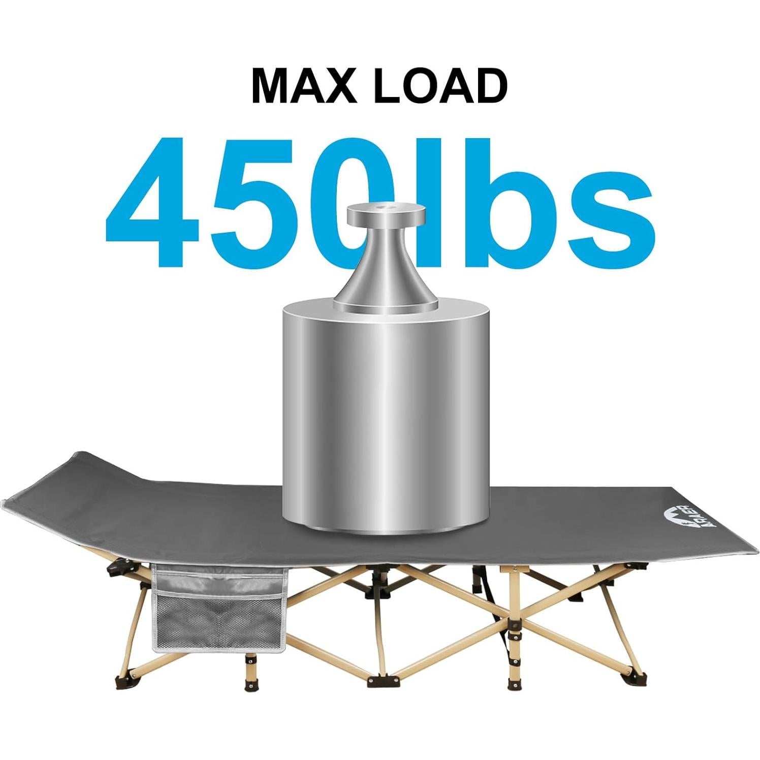 Cama de Camping Plegable ARAER Gris 204 kg Alta Resistencia