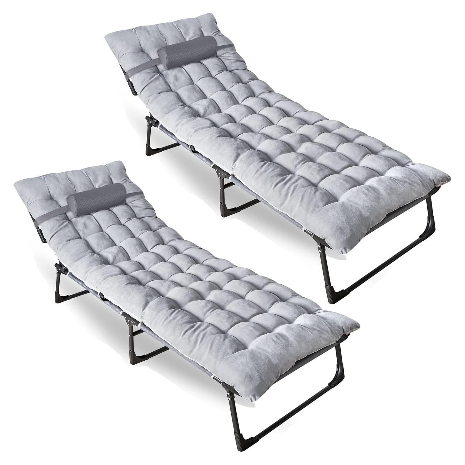 Cama Plegable ZONETECH 2-Pack con Colchón Almohadilla 4 Posiciones