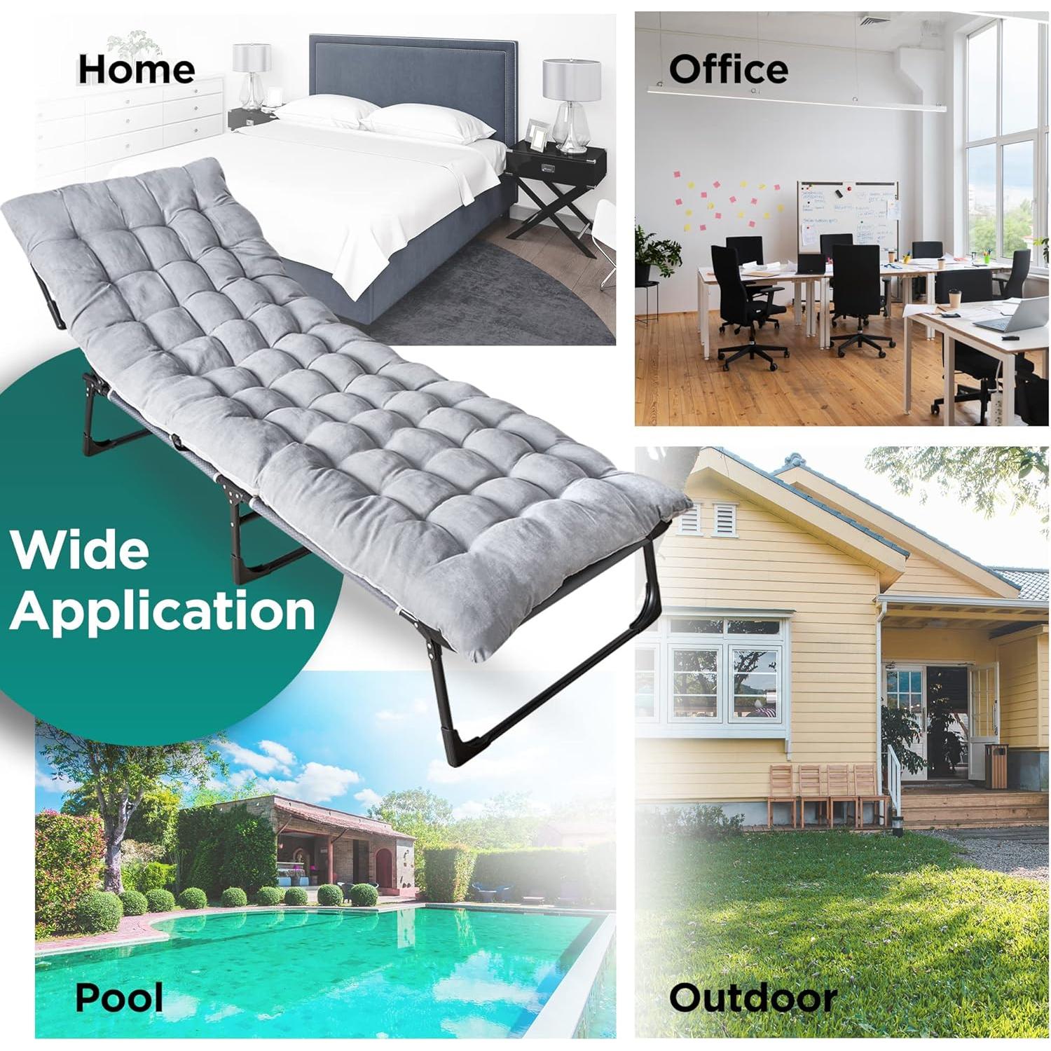 Cama Plegable ZONETECH 2-Pack con Colchón Almohadilla 4 Posiciones