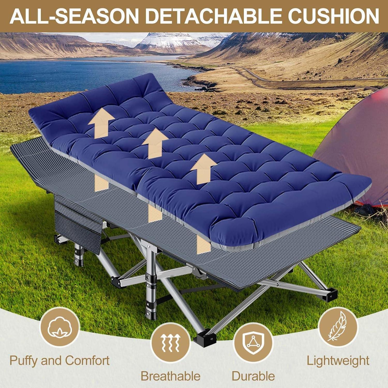 Cama de Camping Plegable DoCred XXL 2 Paquetes Alta Resistencia