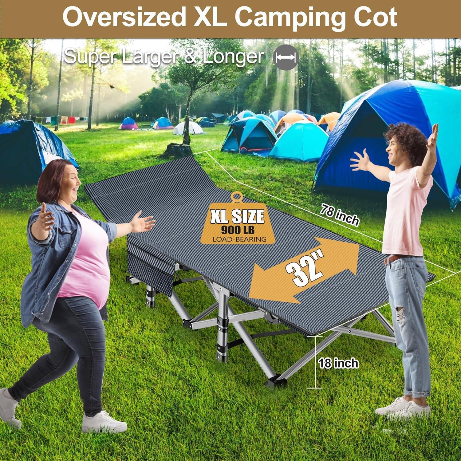 Cama de Camping Plegable DoCred XXL 2 Paquetes Alta Resistencia