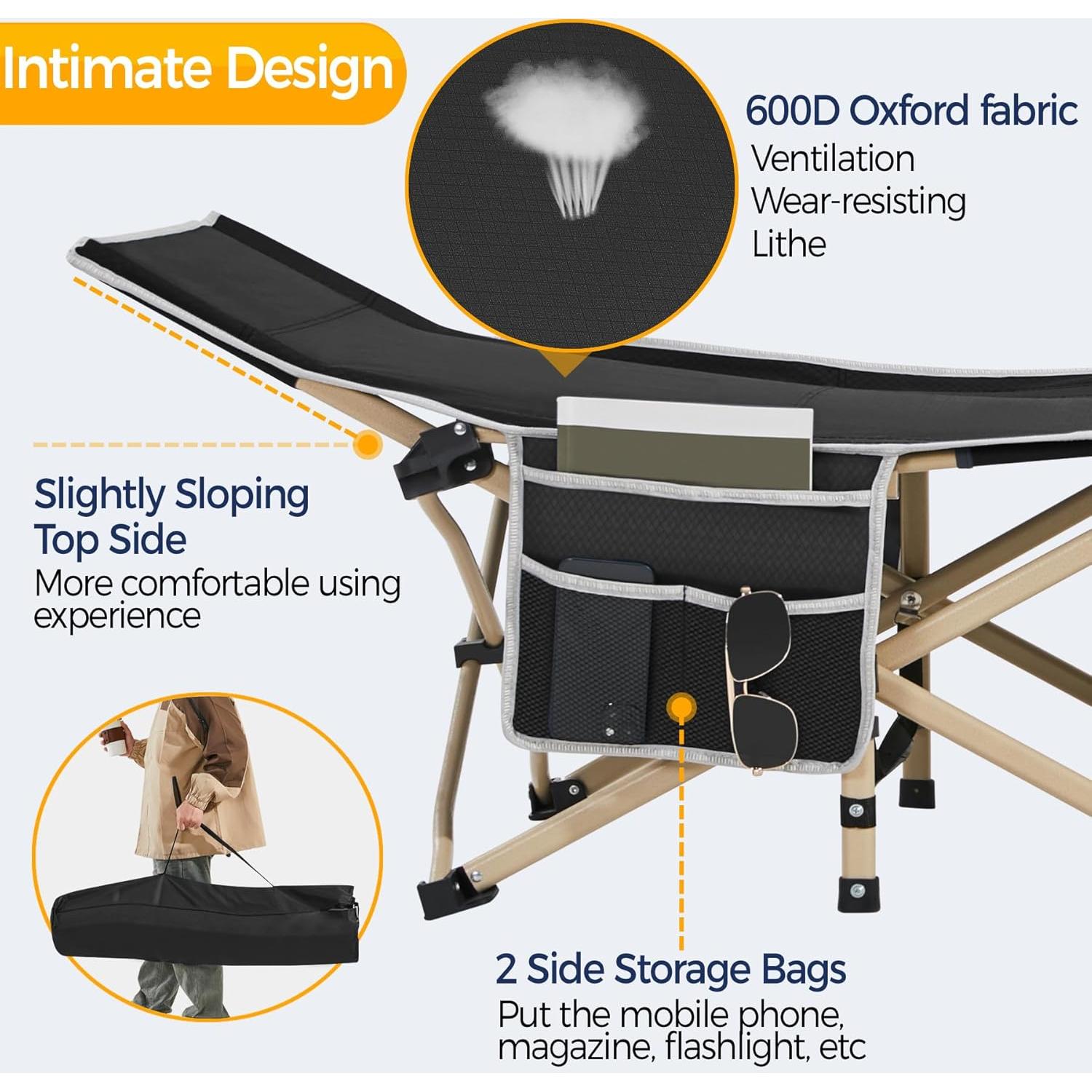 Cama de Camping Plegable Yaheetech 186x66x52cm Negra