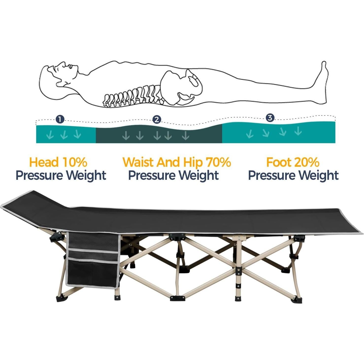 Cama de Camping Plegable Yaheetech 186x66x52cm Negra