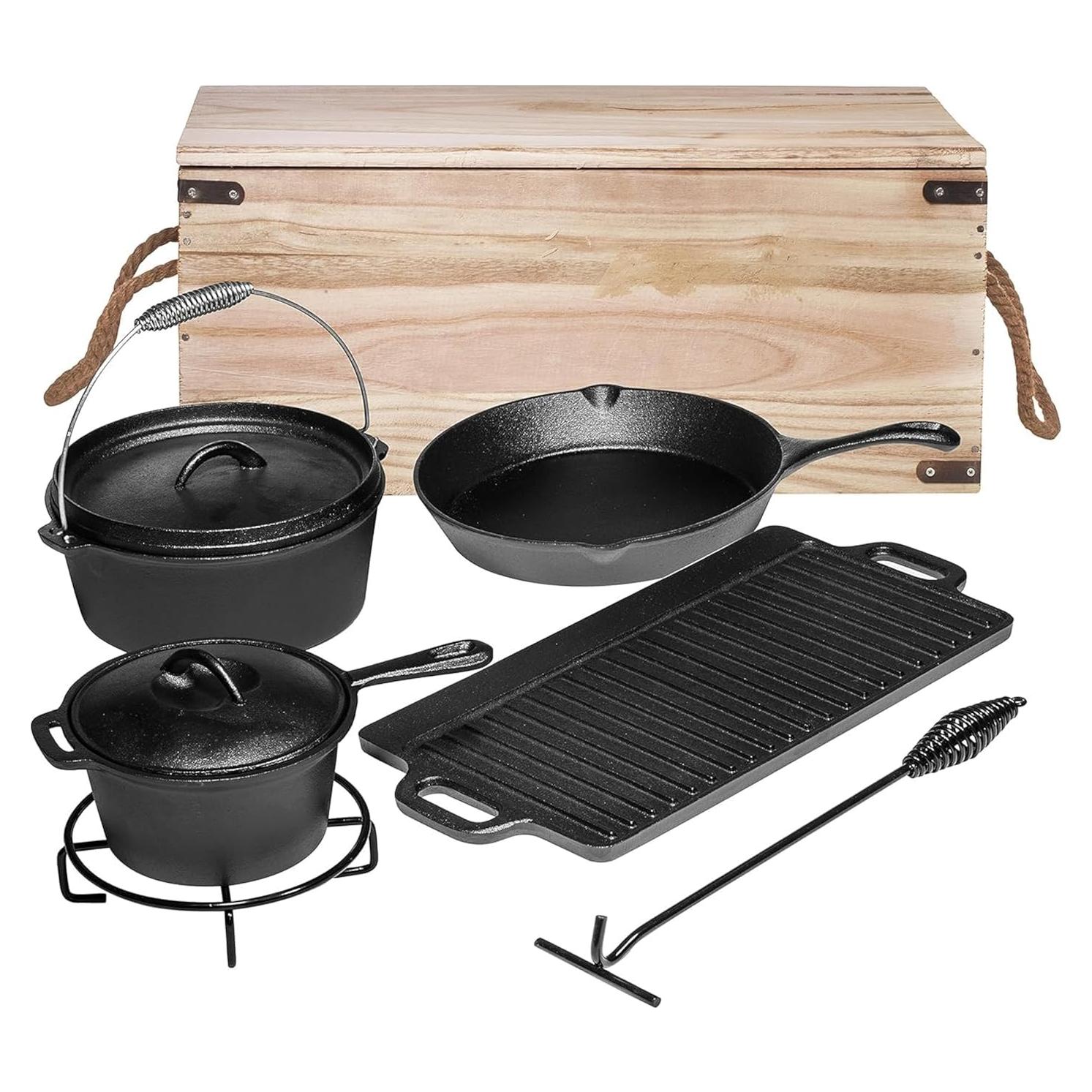 Conjunto de Cocina Camping Bruntmor 7 Piezas Hierro Fundido