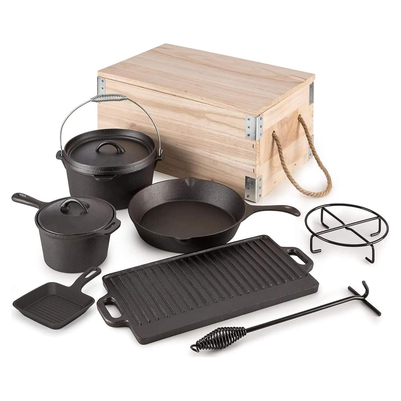 Juego de Cocina de Horno Holandés 8 Piezas Reliancer Hierro Fundido