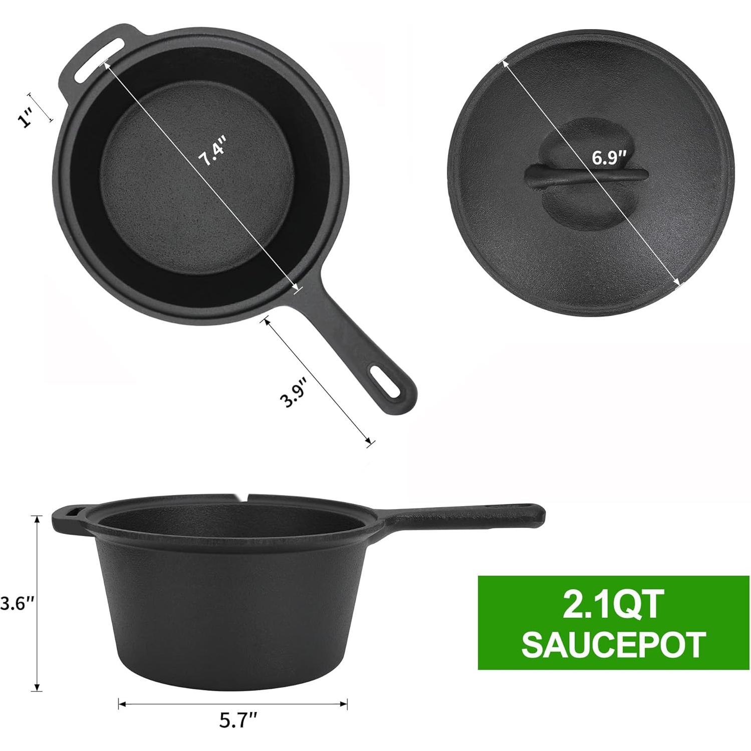 Juego de Cocina de Horno Holandés 8 Piezas Reliancer Hierro Fundido