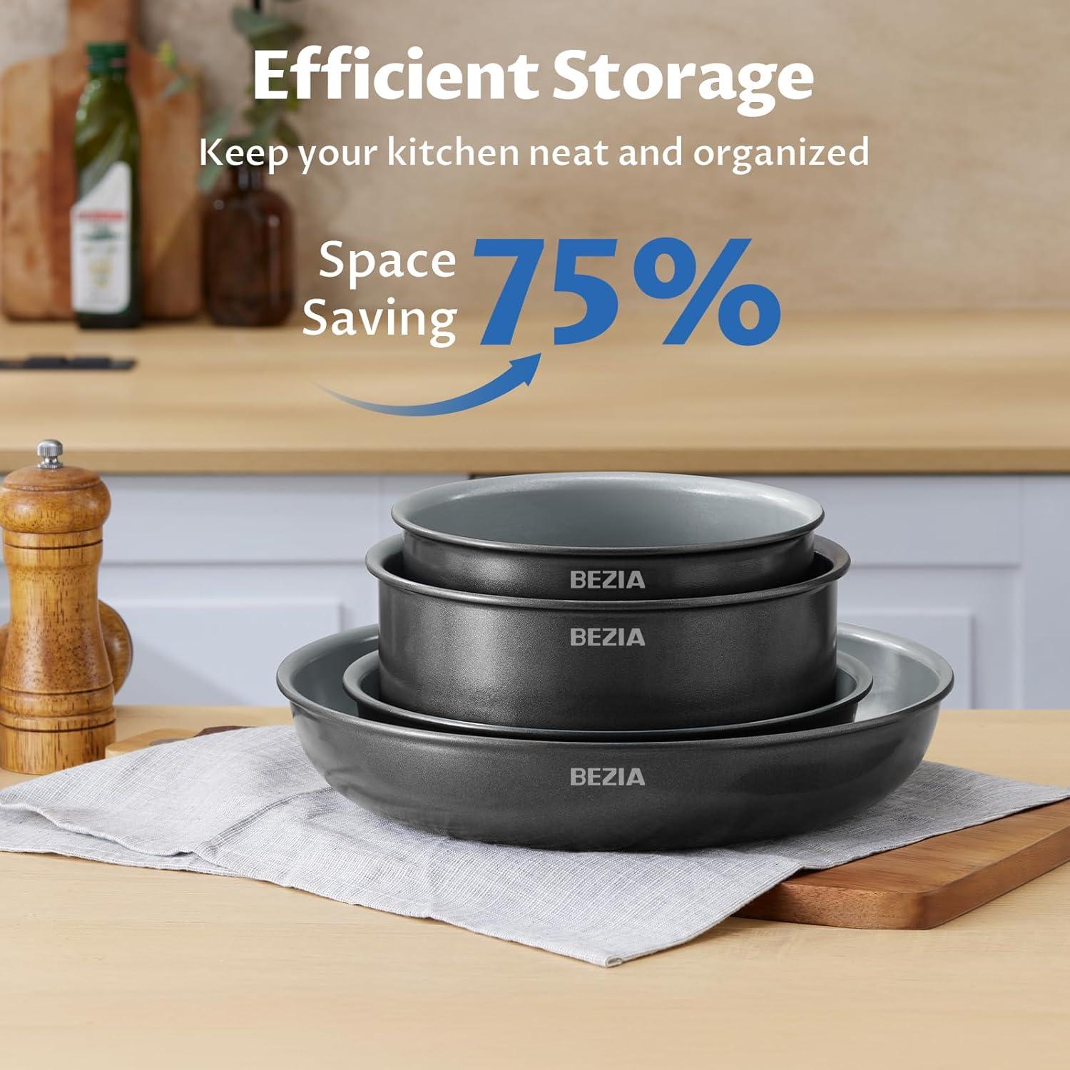 Juego de Ollas y Sartenes BEZIA 10 Piezas Cerámico Inducción