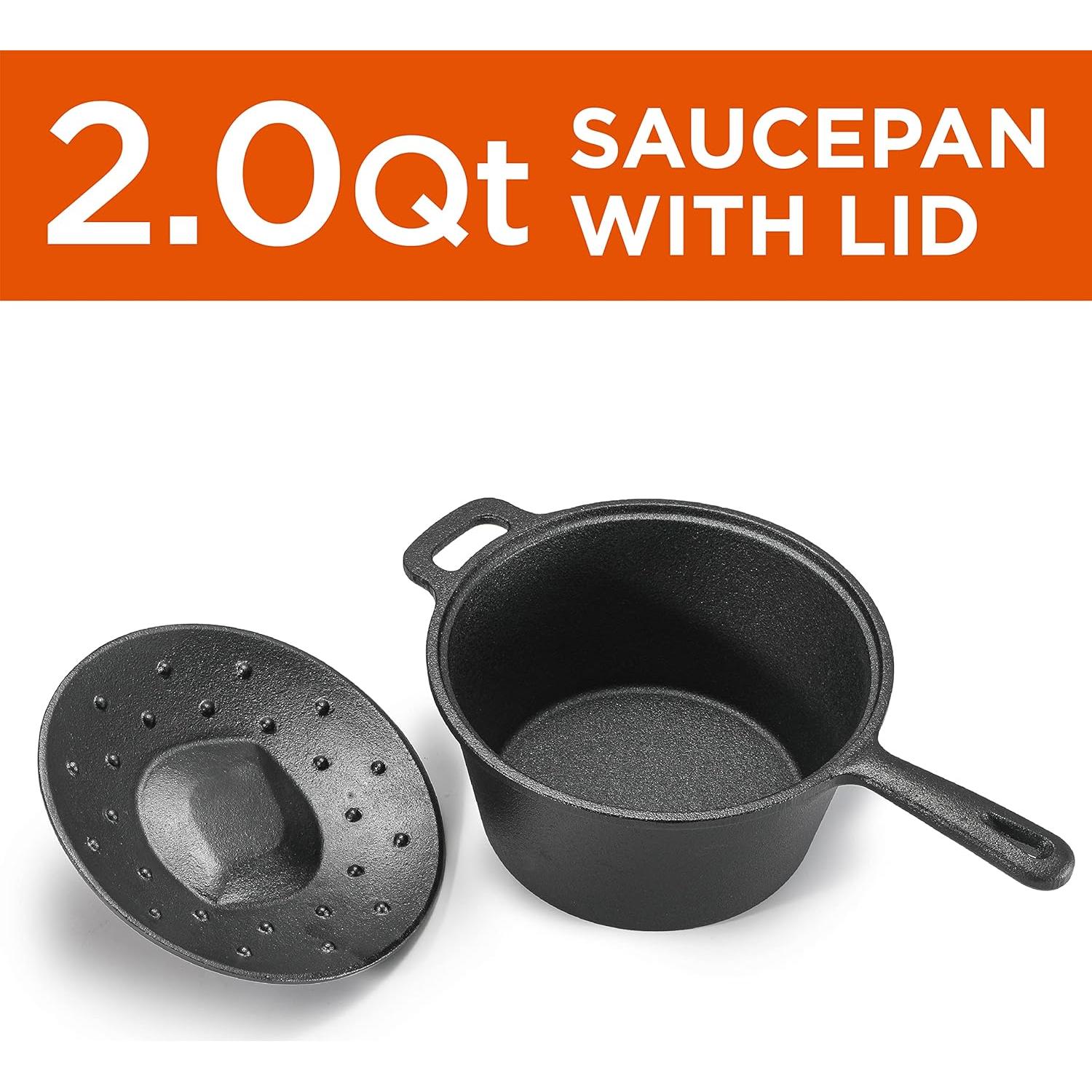 Cacerola de Hierro Fundido 2QT Commercial Chef con Tapa