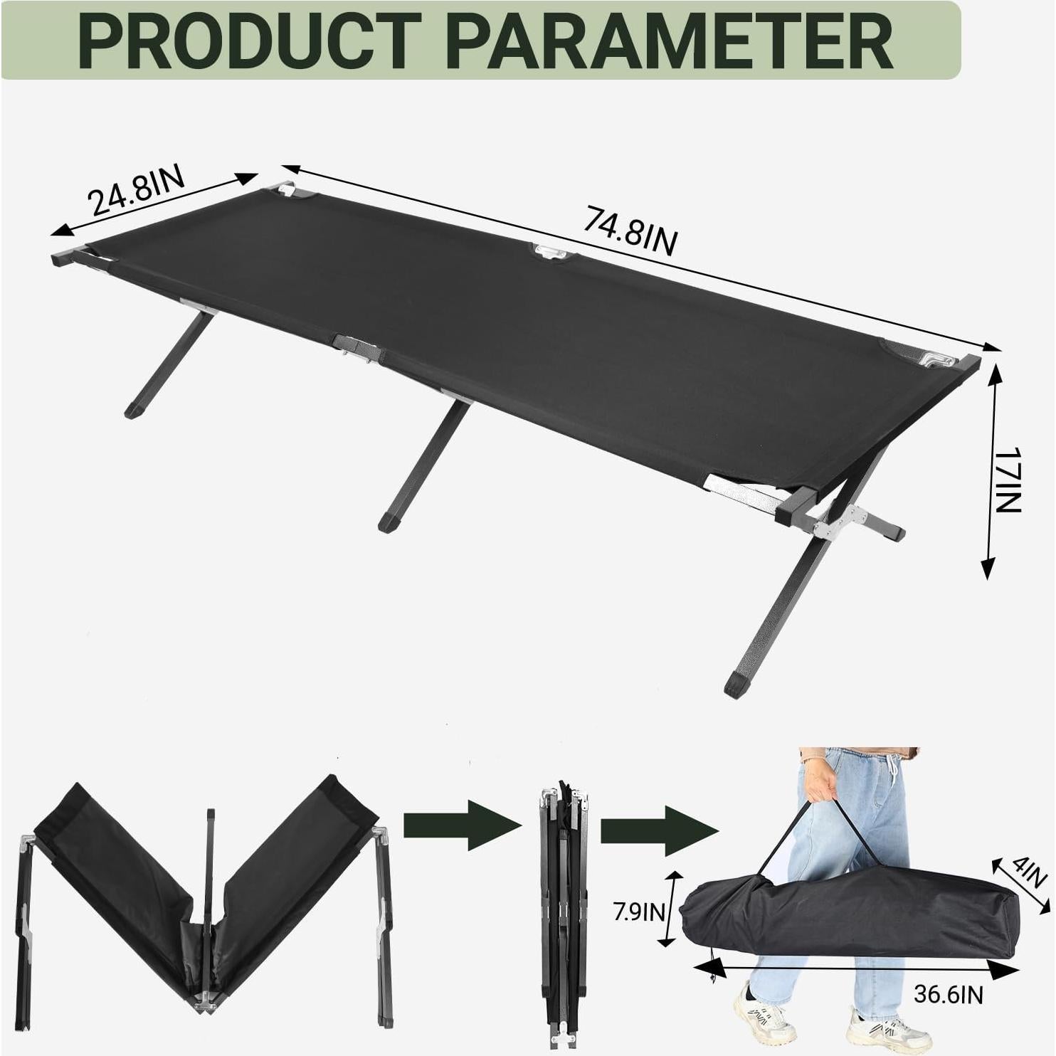 Cama de Camping Plegable YSSOA 189.9x62.9 cm 6.2 kg