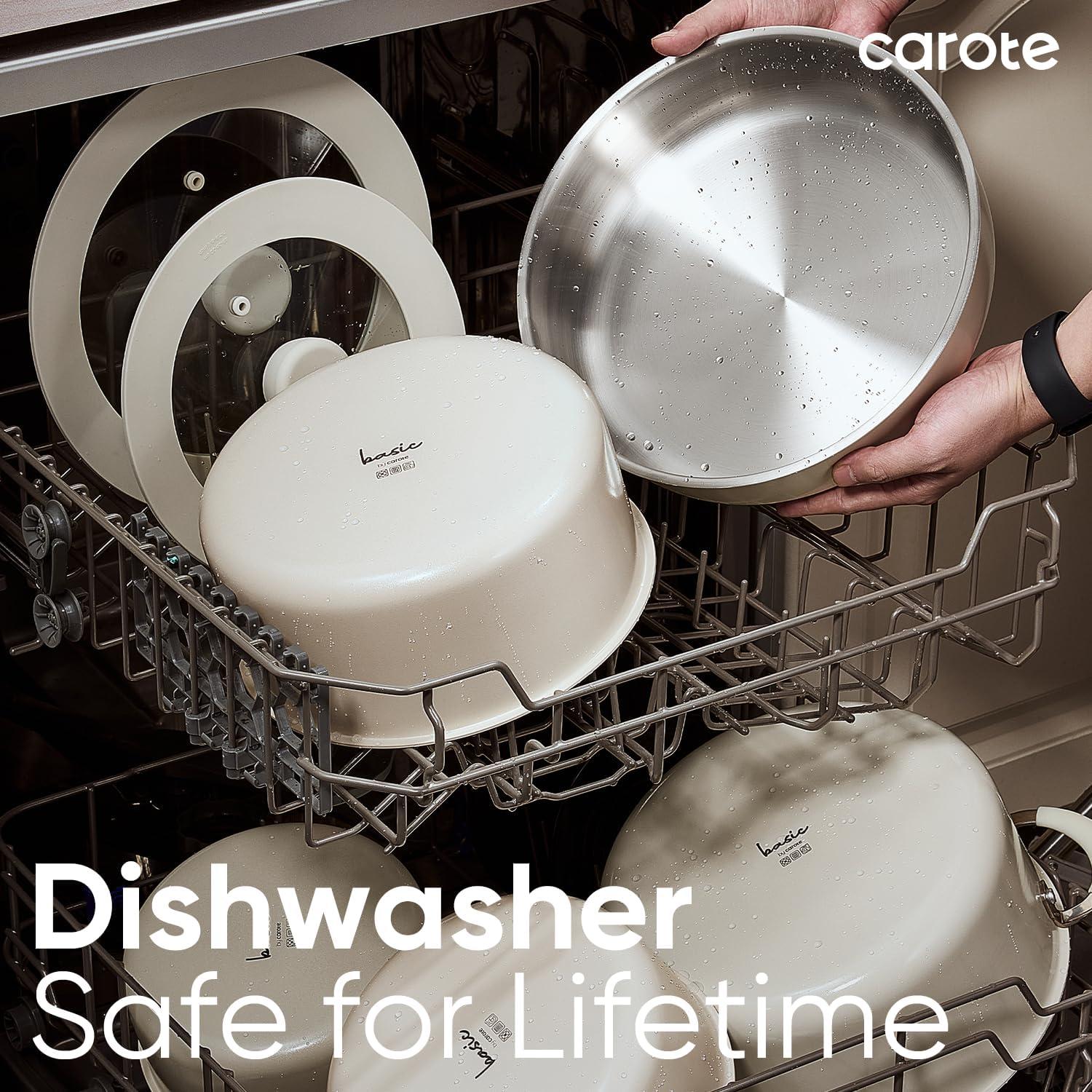 Juego de Ollas y Sartenes CAROTE 14 Piezas Acero Inoxidable Blanco