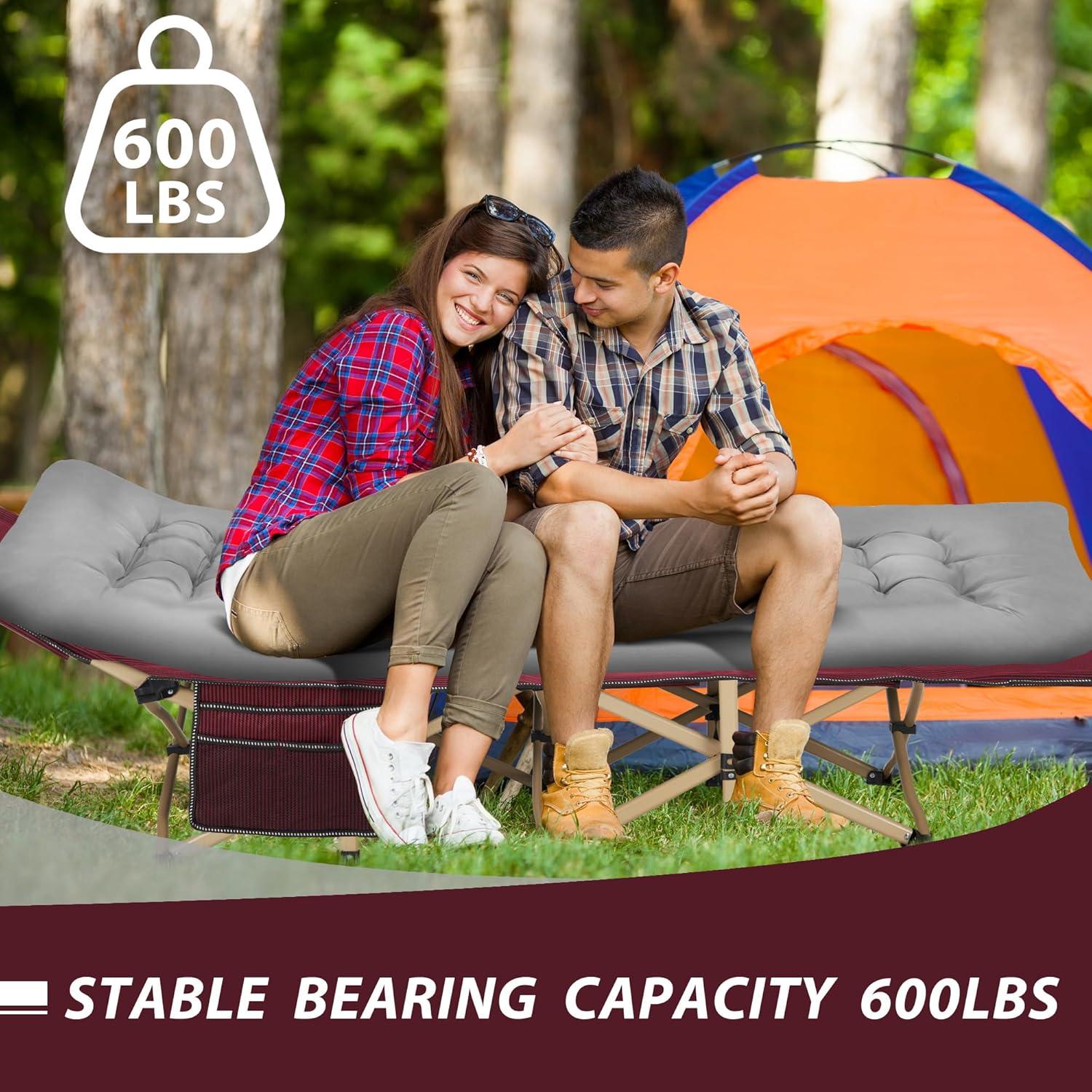 Cama de Camping Plegable Candockway 250KG con Colchón Desmontable