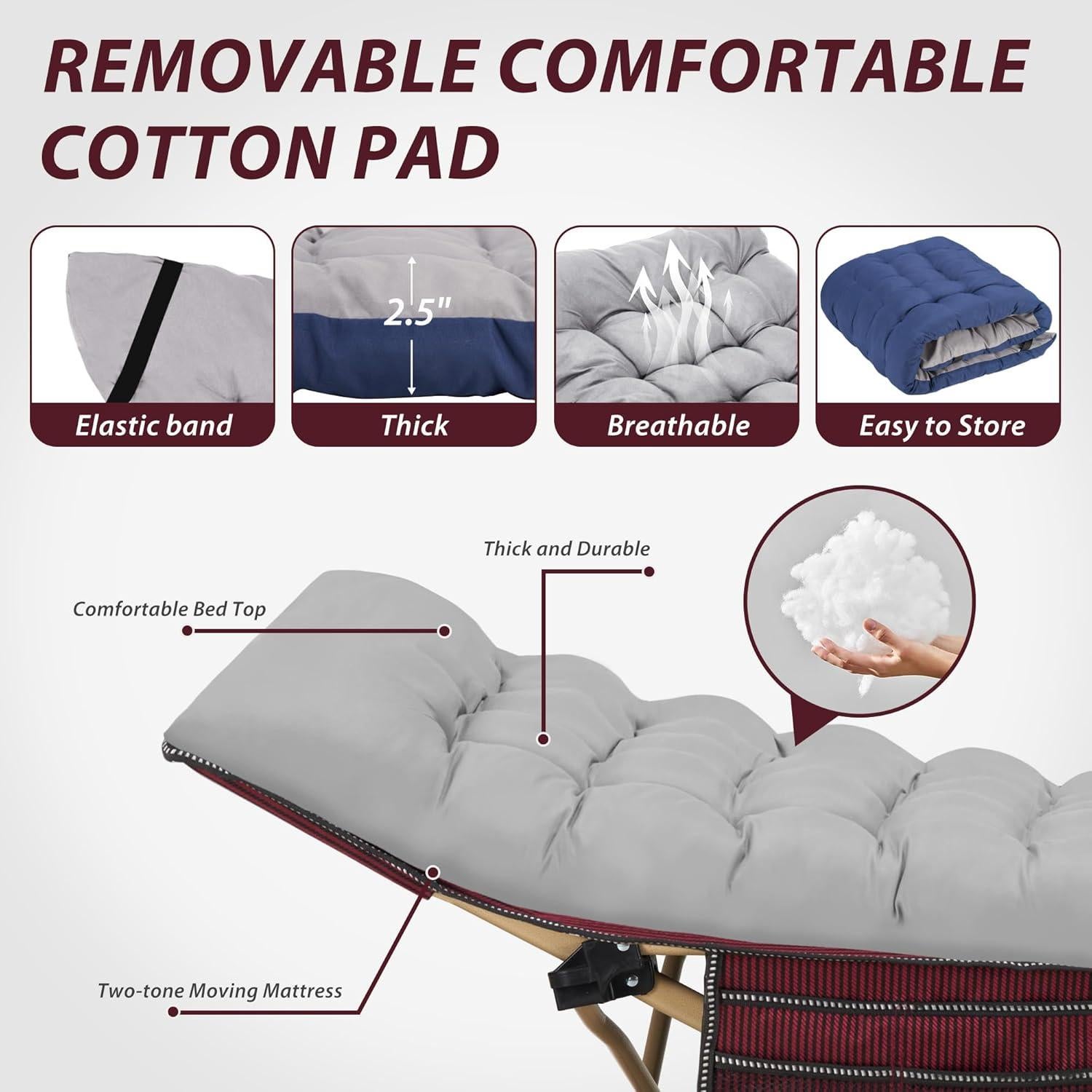 Cama de Camping Plegable Candockway 250KG con Colchón Desmontable