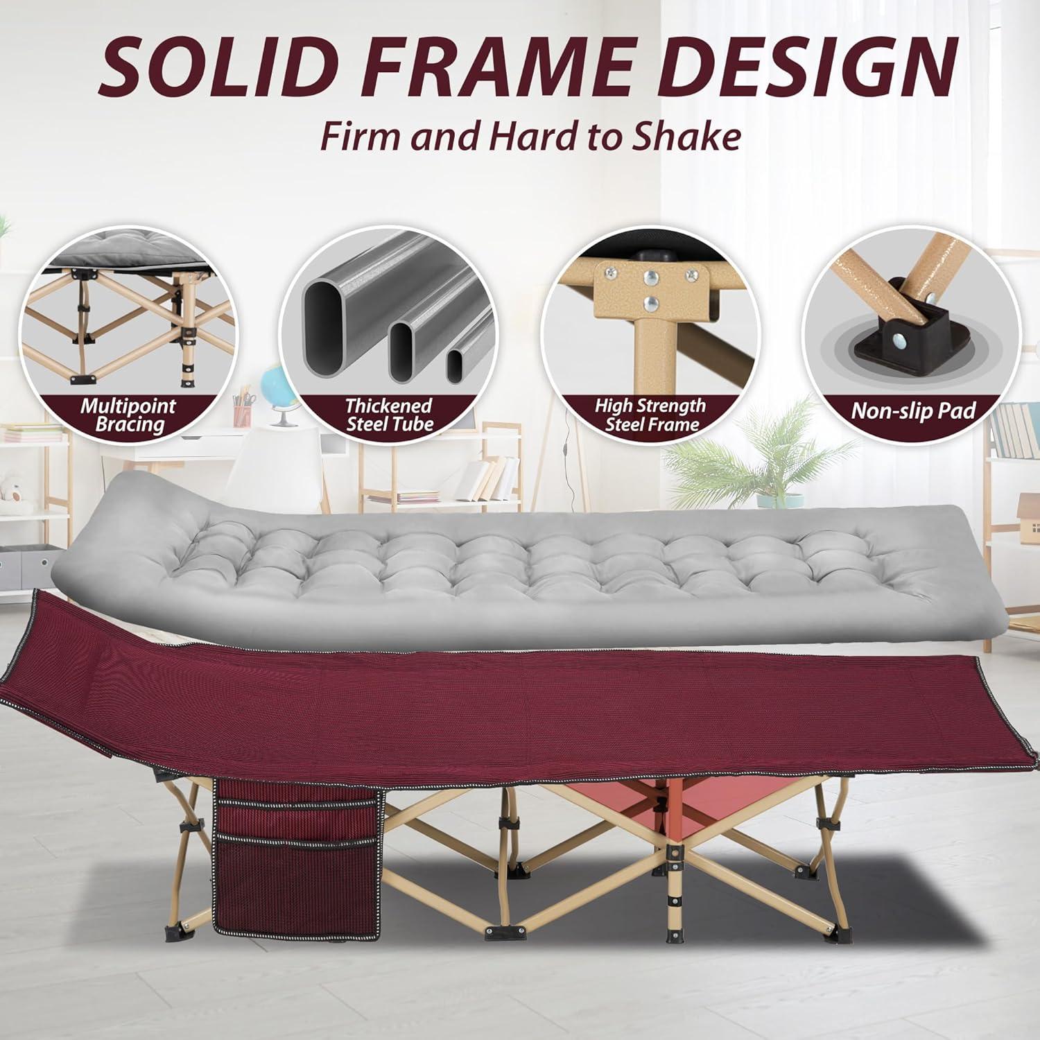 Cama de Camping Plegable Candockway 250KG con Colchón Desmontable