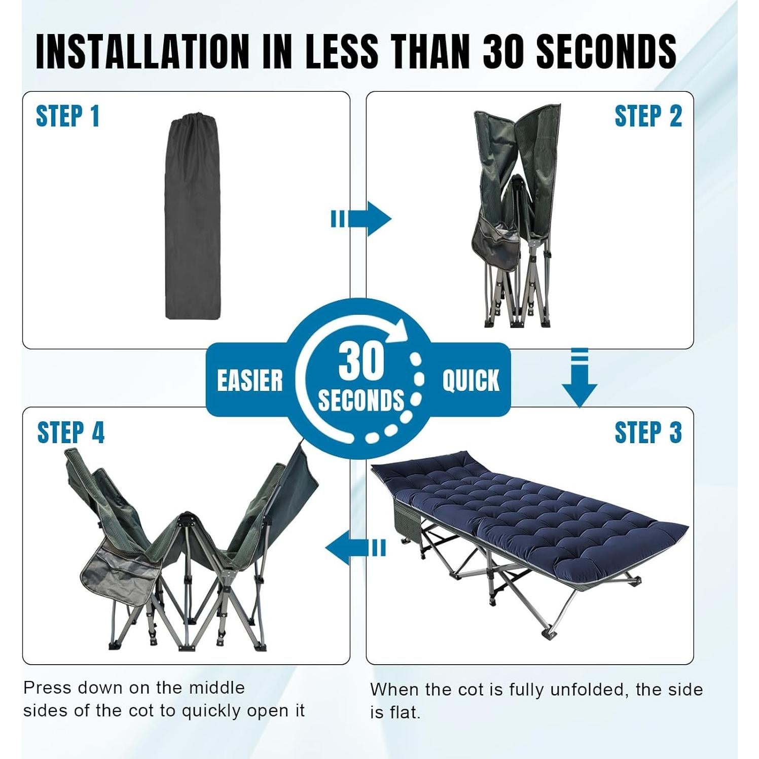 BIG RED Camping Cot, Folding Camping Cots for Adults Sleeping 1200D Double Layer Oxford Portable Folding Outdoor Cots for Camping W/Soft Pad Carry Bag for Home Office Nap Beach Travel