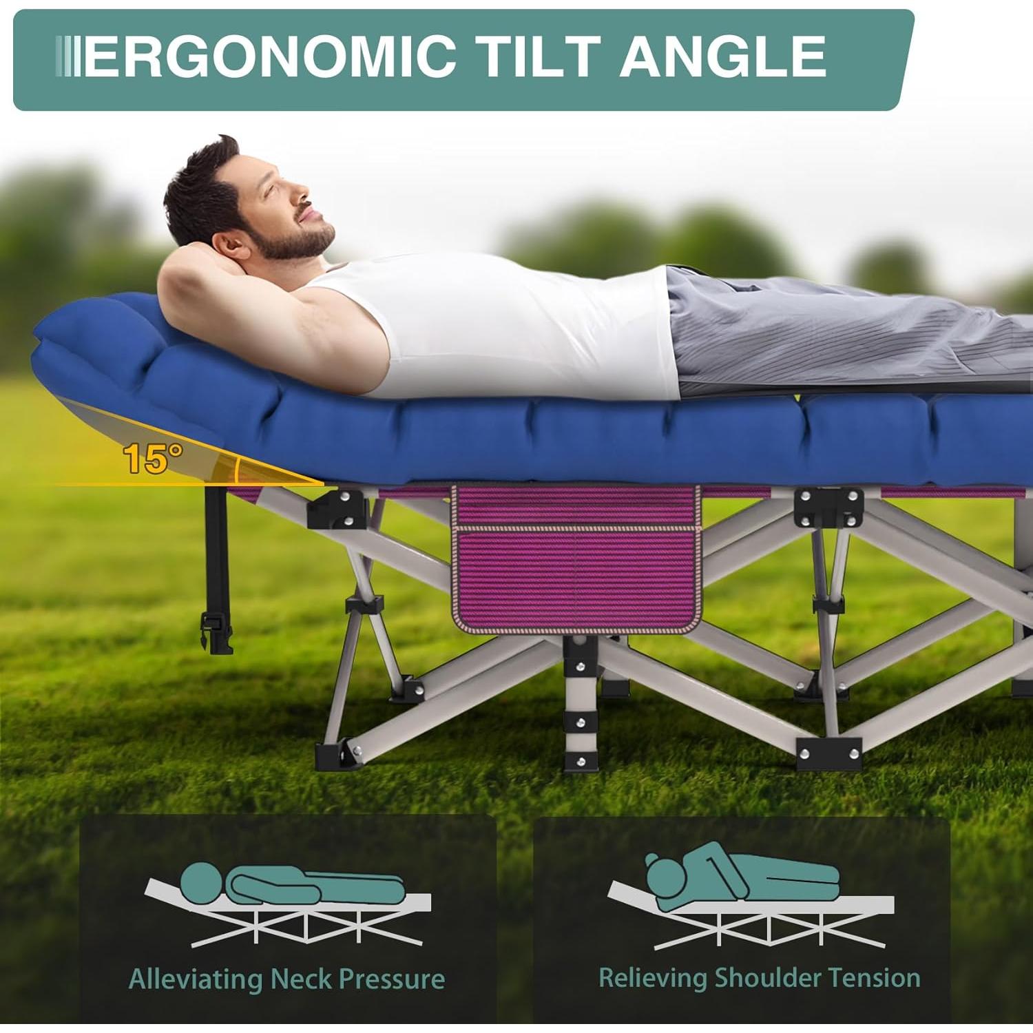 Cama de Camping Plegable Seeutek 71 cm Rojo con Cojín