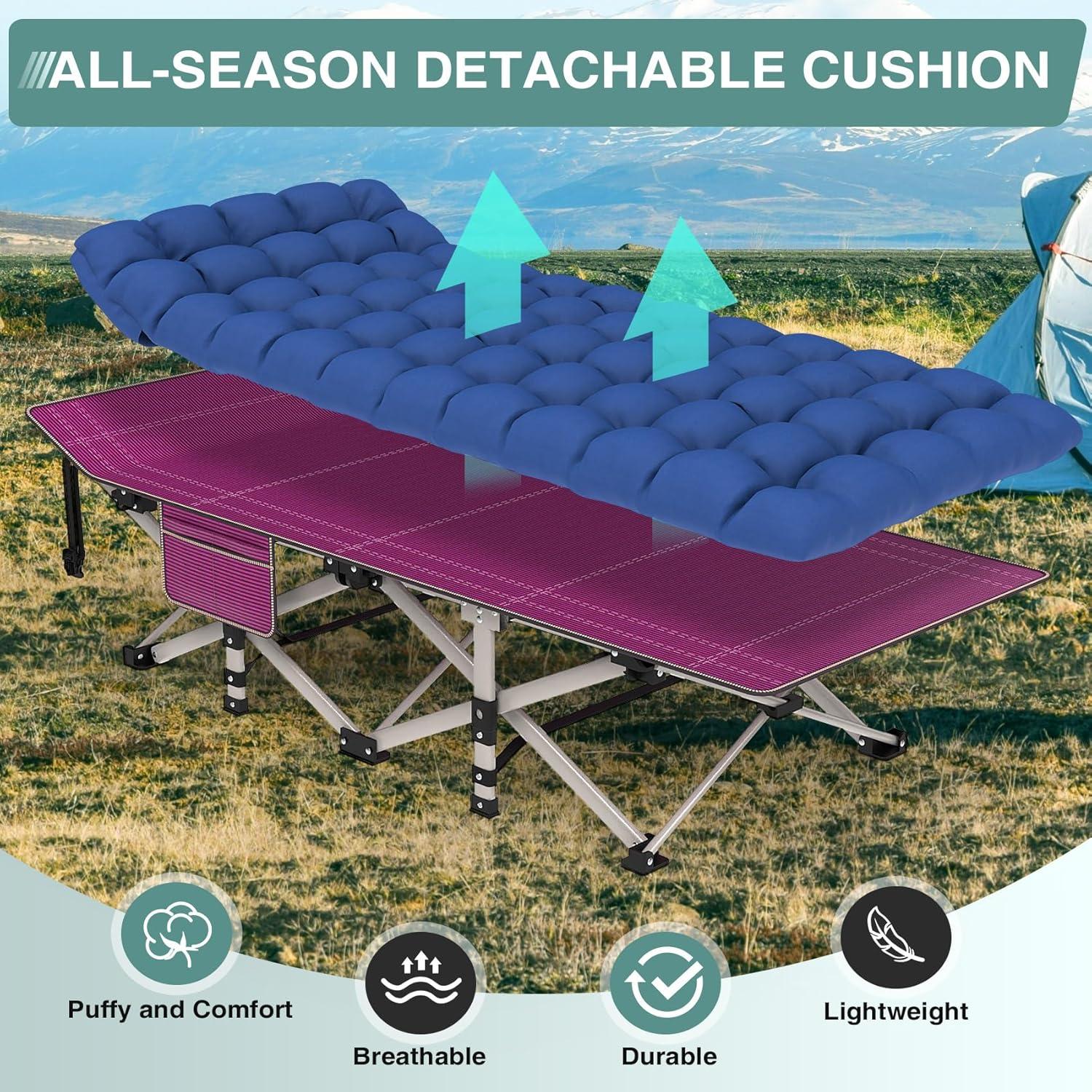 Cama de Camping Plegable Seeutek 71 cm Rojo con Cojín