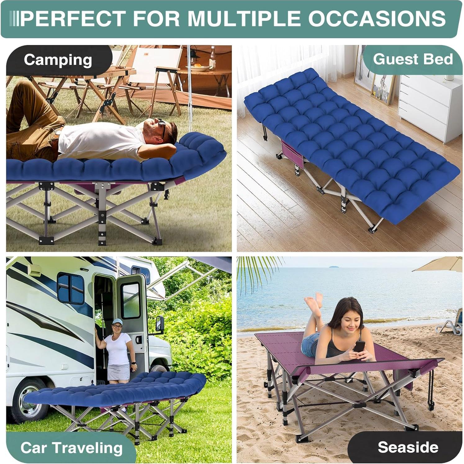 Cama de Camping Plegable Seeutek 71 cm Rojo con Cojín