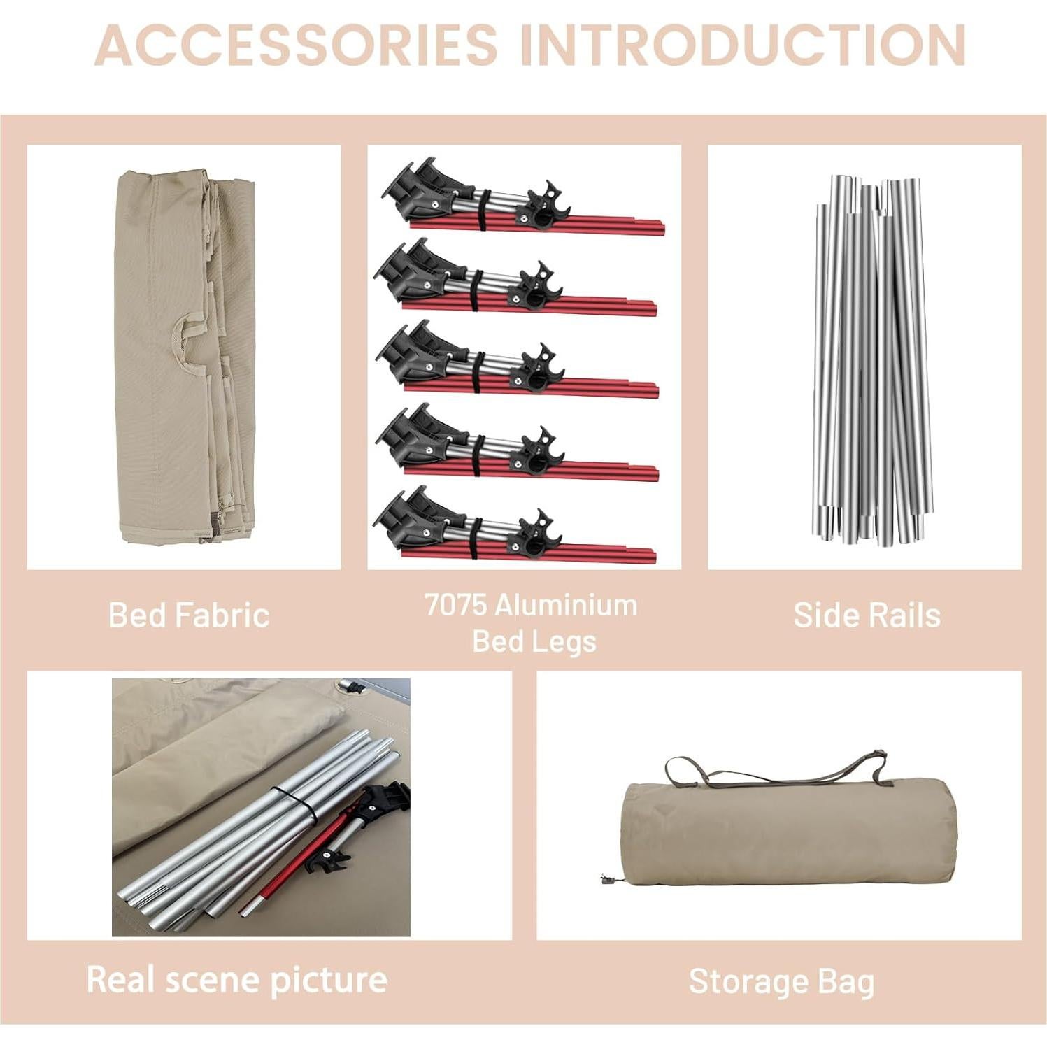 Cama de Camping Plegable SKDGPS 190x65 cm Aluminio 2.42 kg