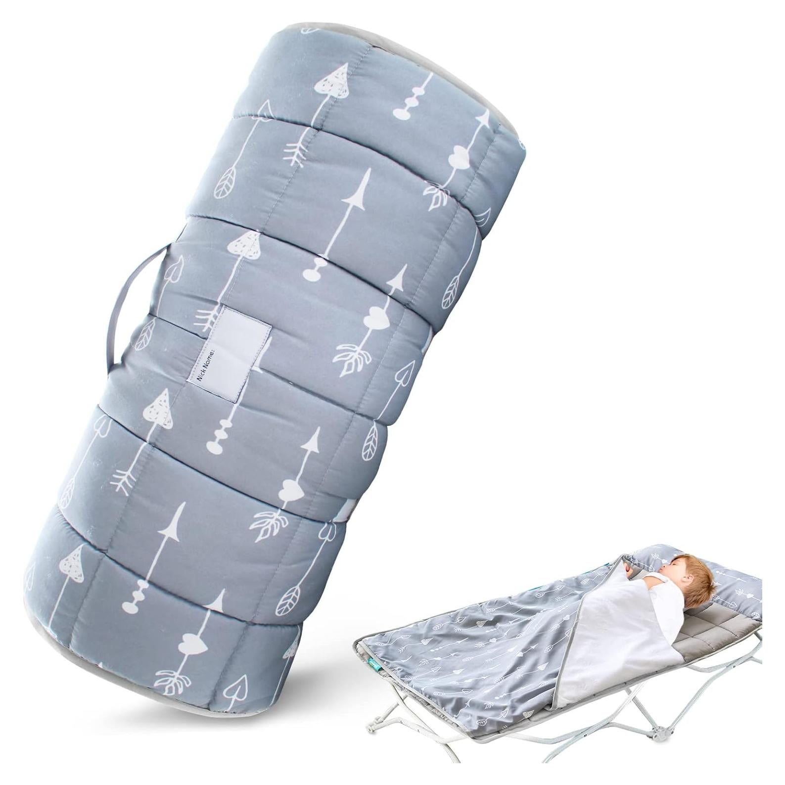 Nap Mat with Blanket for Regalo My Cot/Joovy Travel Cot, Super Soft & Skin Friendly, Perfect Kids Sleeping Mats/Sleeping Bag for Preschool Daycare Boys and Girls, Grey