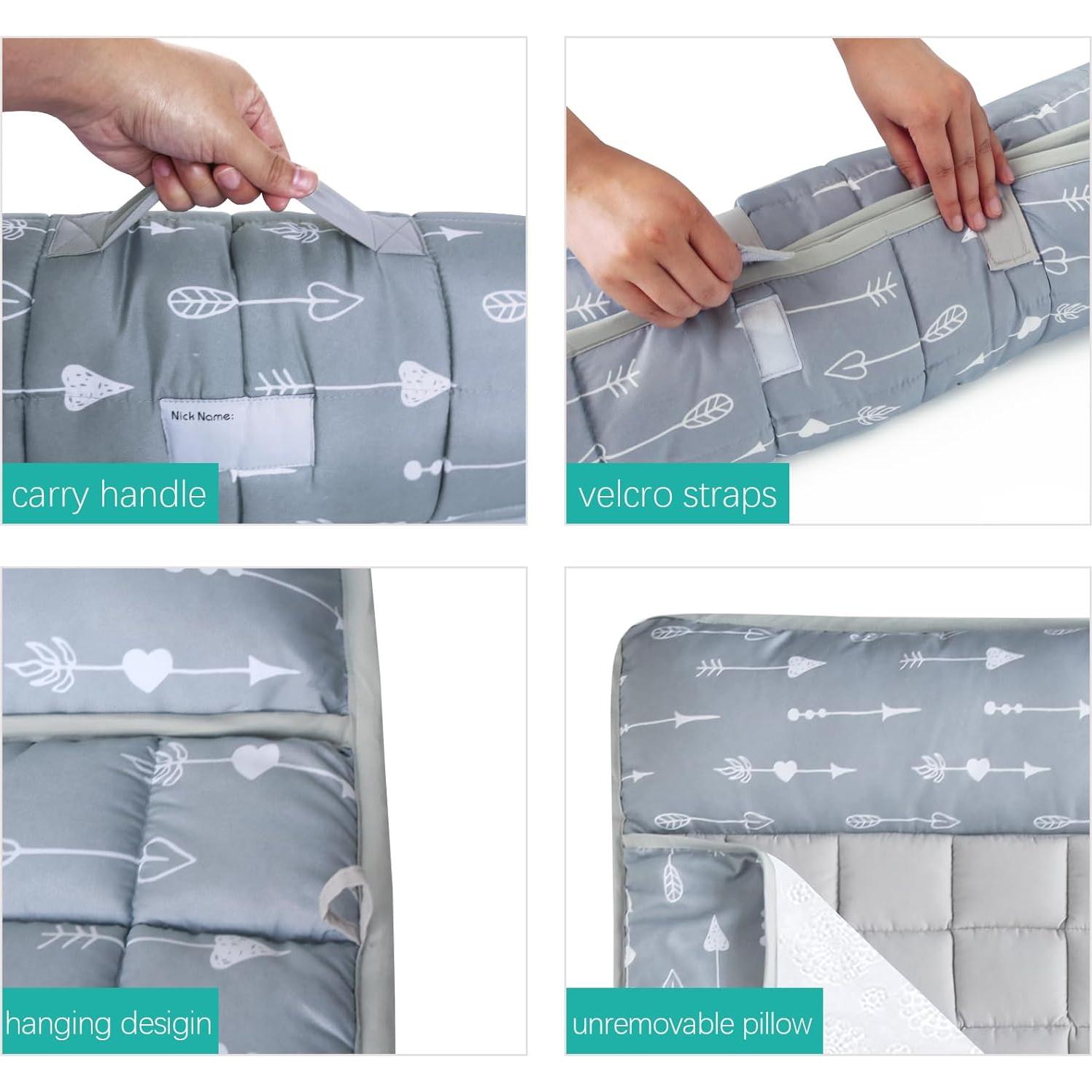 Nap Mat with Blanket for Regalo My Cot/Joovy Travel Cot, Super Soft & Skin Friendly, Perfect Kids Sleeping Mats/Sleeping Bag for Preschool Daycare Boys and Girls, Grey