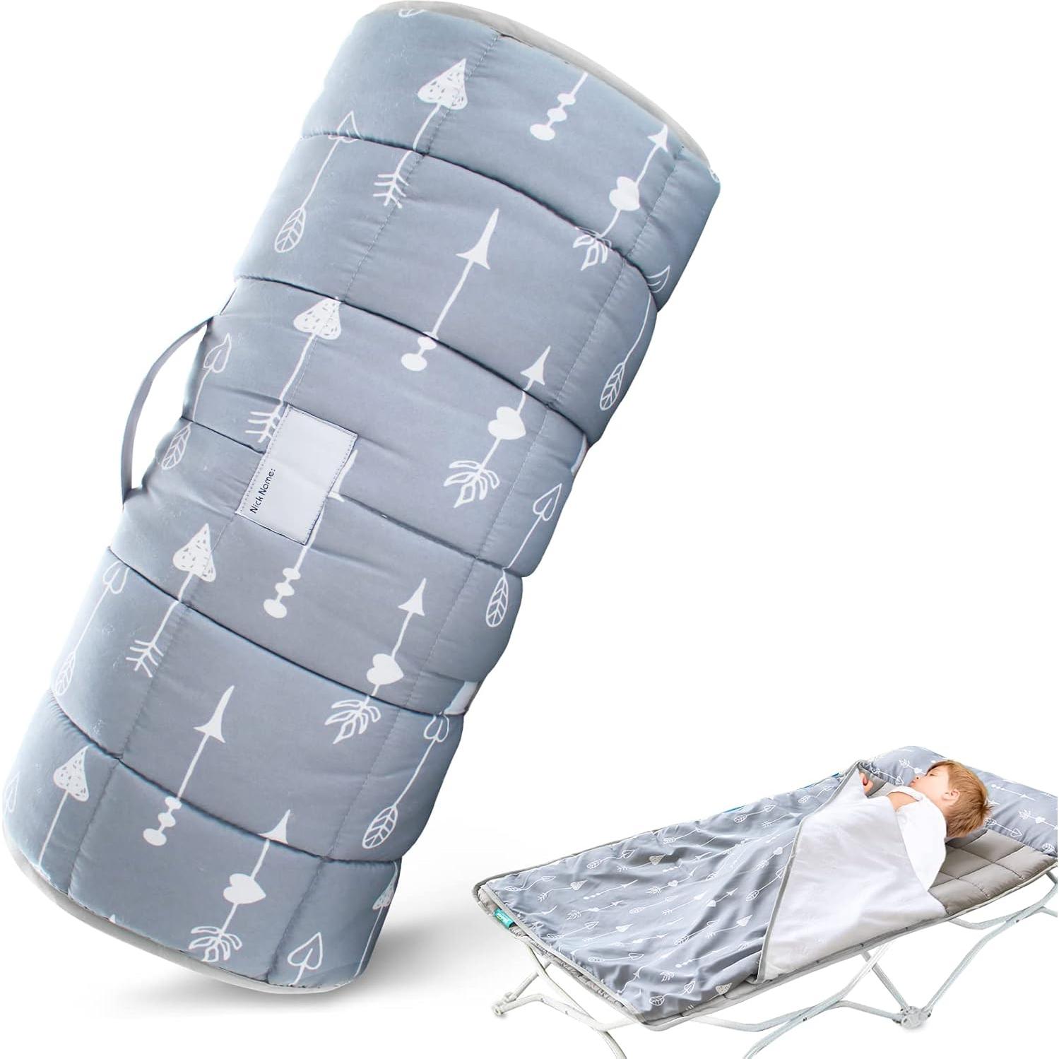 Nap Mat with Blanket for Regalo My Cot/Joovy Travel Cot, Super Soft & Skin Friendly, Perfect Kids Sleeping Mats/Sleeping Bag for Preschool Daycare Boys and Girls, Grey