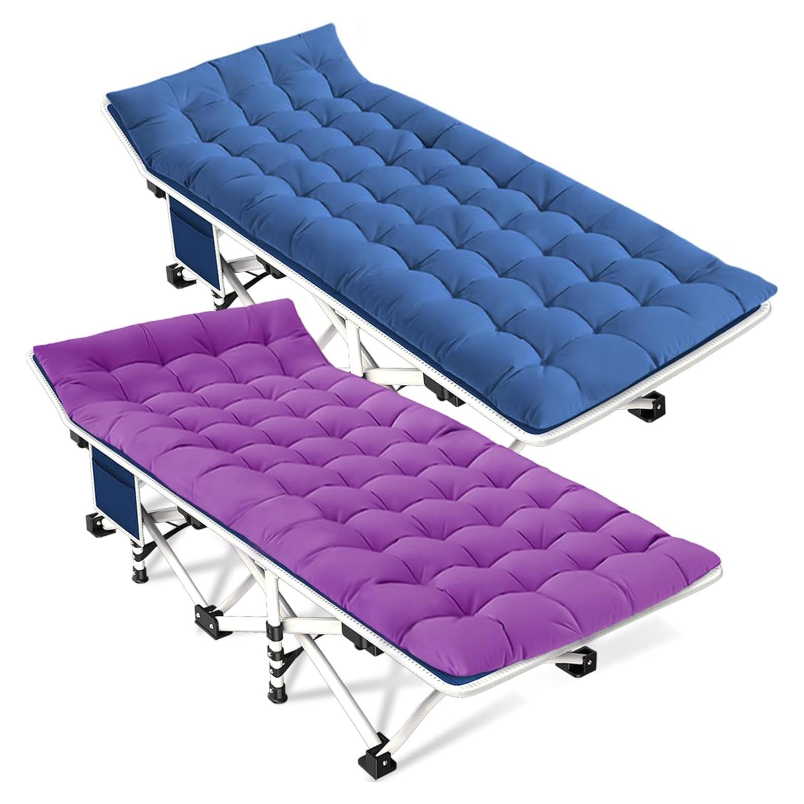 Cama de Camping Plegable GETOVIN 2 Paquete con Colchón 190.5x71.1cm