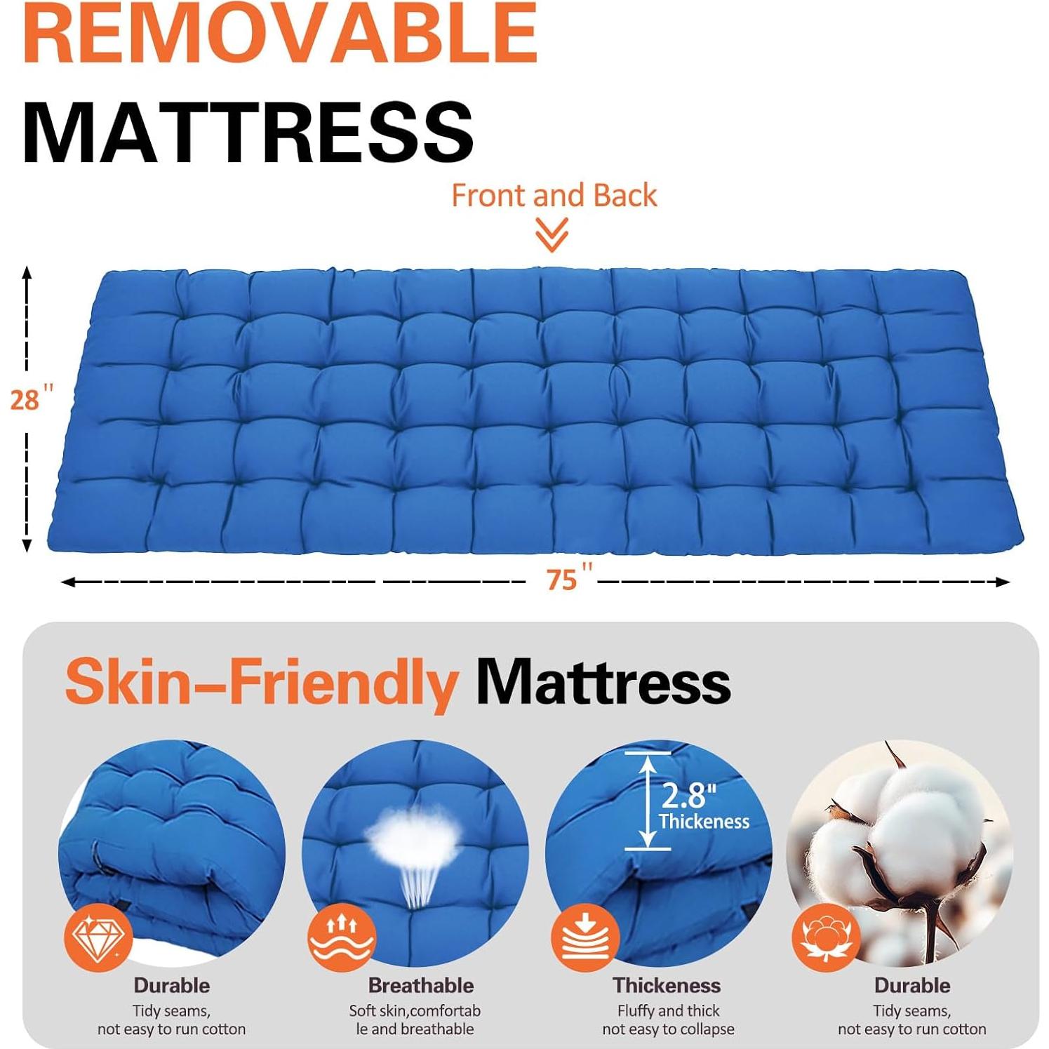 Cama de Camping Plegable COLMERD con Colchón 190.5x71.1cm