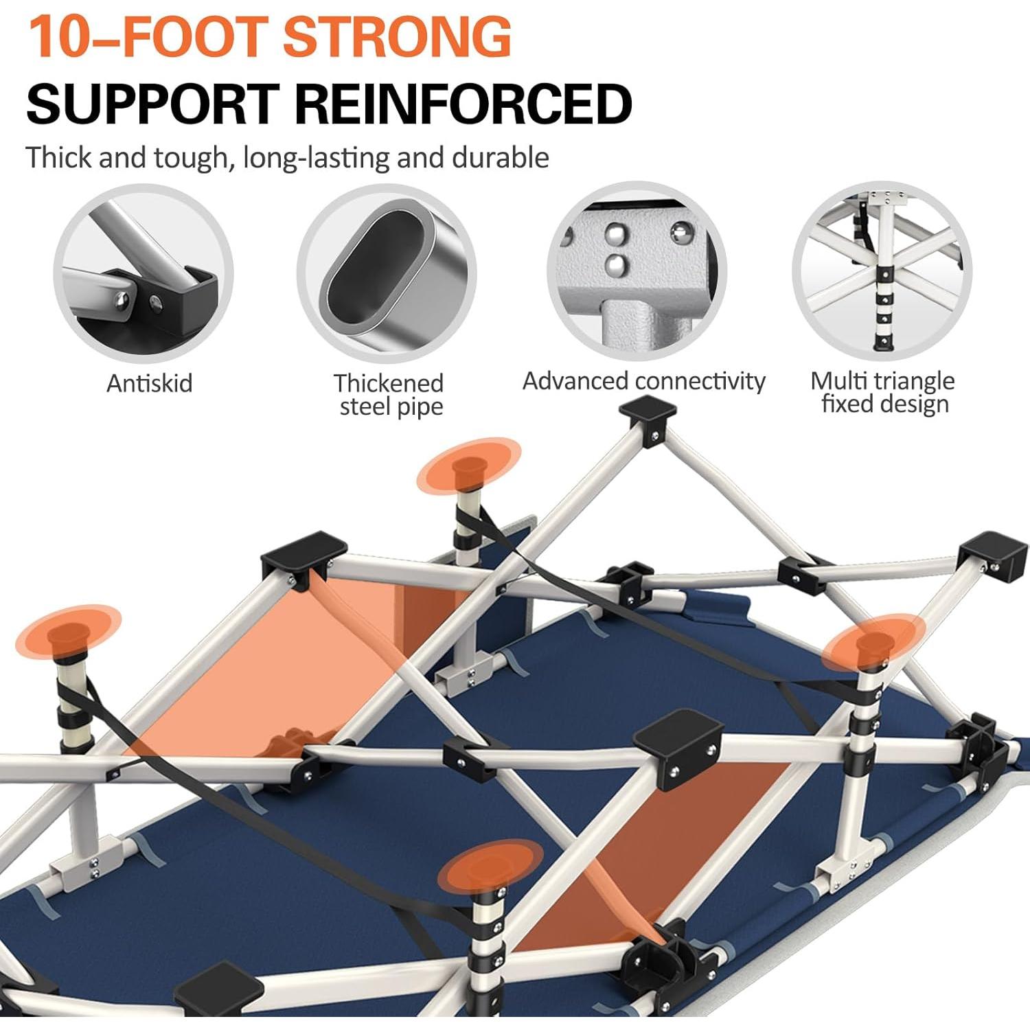 Cama de Camping Plegable COLMERD con Colchón 190.5x71.1cm