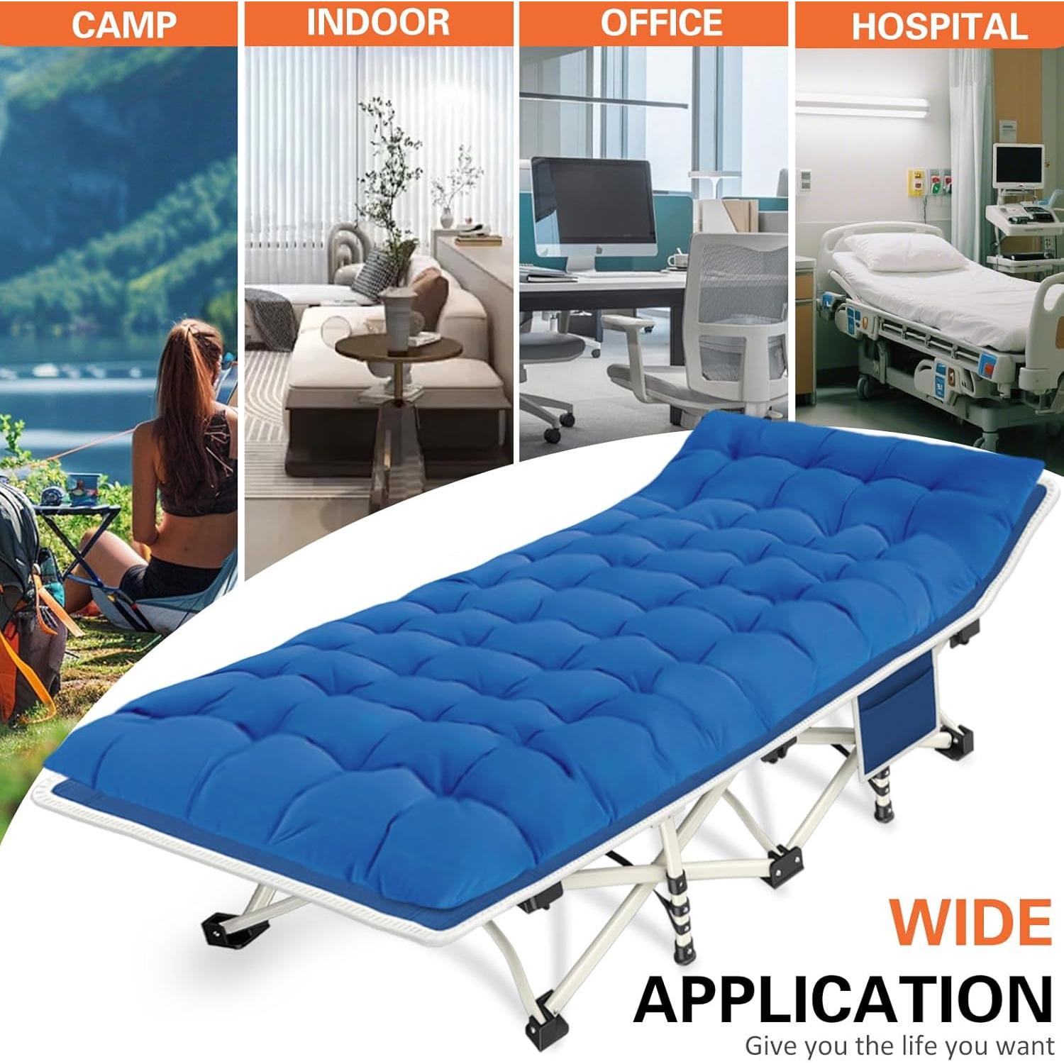 Cama de Camping Plegable COLMERD con Colchón 190.5x71.1cm