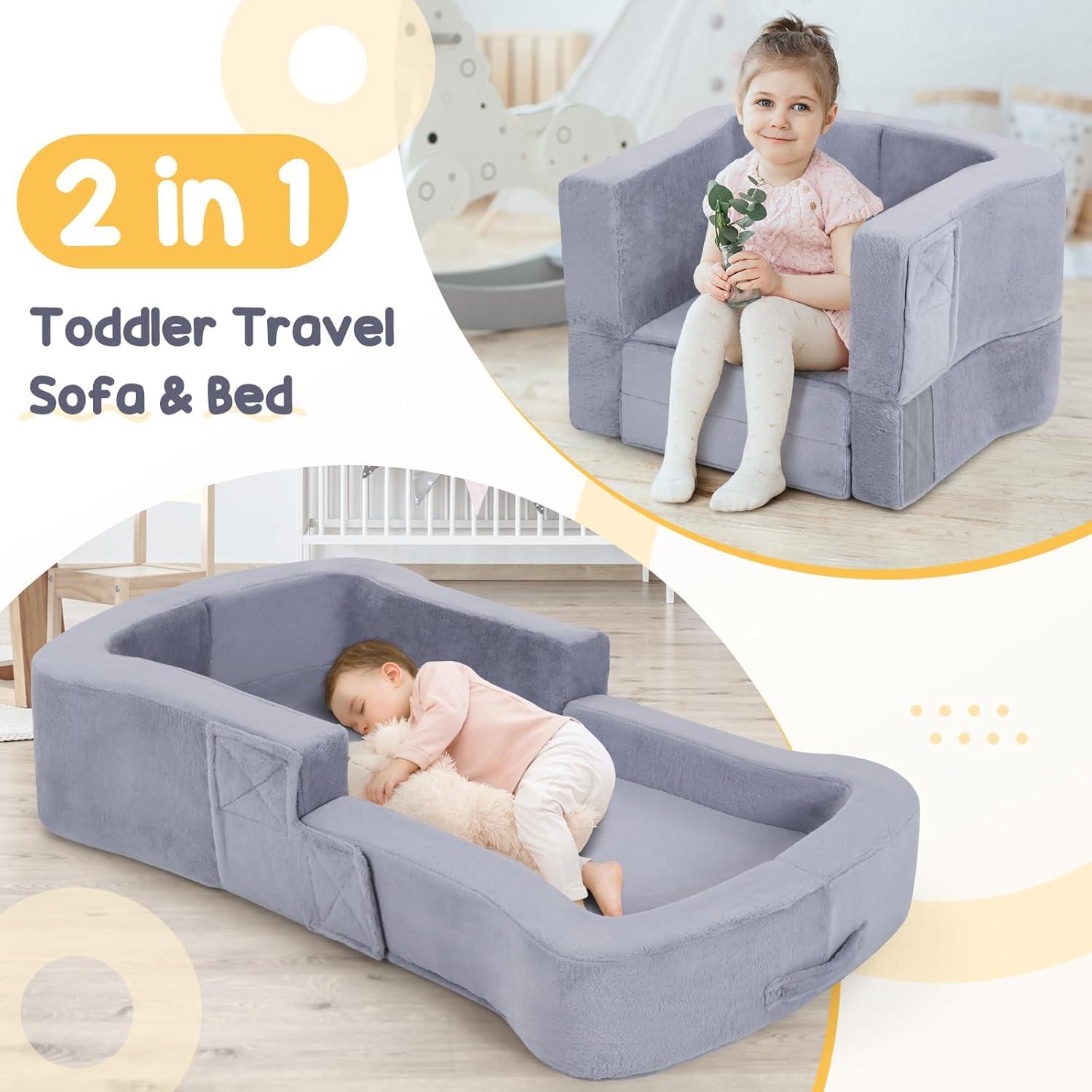 Cama de viaje portátil Whiffee 2 en 1 para niños hasta 101.6 cm