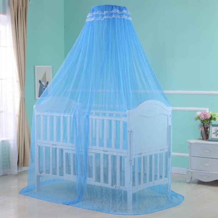 Baby Infant Toddler Bed Dome Cots Mosquito Netting Hanging Bed Net Mosquito Bar Frame Palace-Style Crib Bedding Set (Blue Mosquito Netting Only, Without Stand)