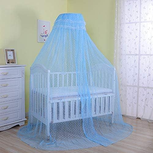 Baby Infant Toddler Bed Dome Cots Mosquito Netting Hanging Bed Net Mosquito Bar Frame Palace-Style Crib Bedding Set (Blue Mosquito Netting Only, Without Stand)