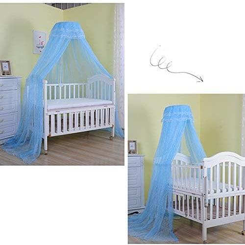 Baby Infant Toddler Bed Dome Cots Mosquito Netting Hanging Bed Net Mosquito Bar Frame Palace-Style Crib Bedding Set (Blue Mosquito Netting Only, Without Stand)