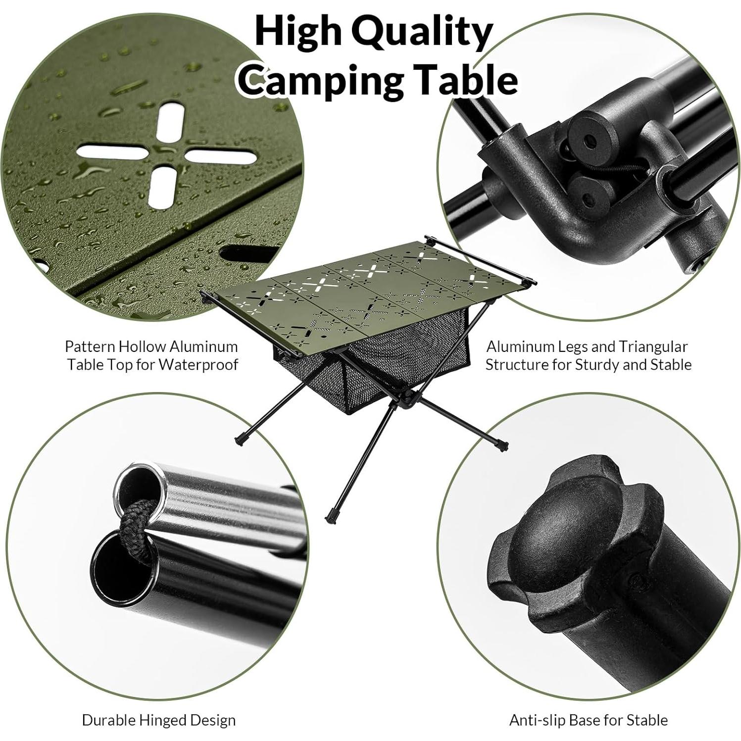 Camping Table,Outdoor Folding Table,Lightweight Portable Camping Side Table with Hollow Pattern,Ultralight Aluminum Beach Table with Carry Bag for Outdoor Cooking,Picnic,Camp,Boat,Travel