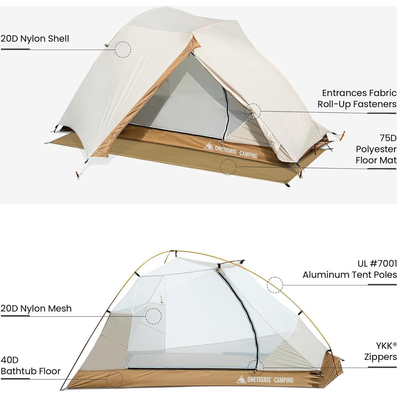 Tienda OneTigris Mona Ultraligera 1 Persona 3000mm Impermeable