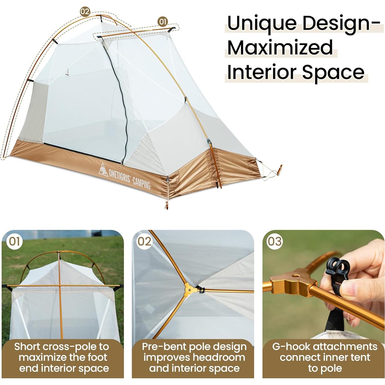 Tienda OneTigris Mona Ultraligera 1 Persona 3000mm Impermeable