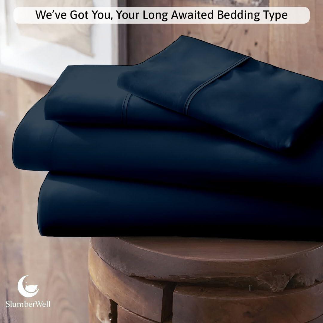 Juego de Sábanas Ajustadas SlumberWell 4 Piezas Microfibra 1800 Azul Marino