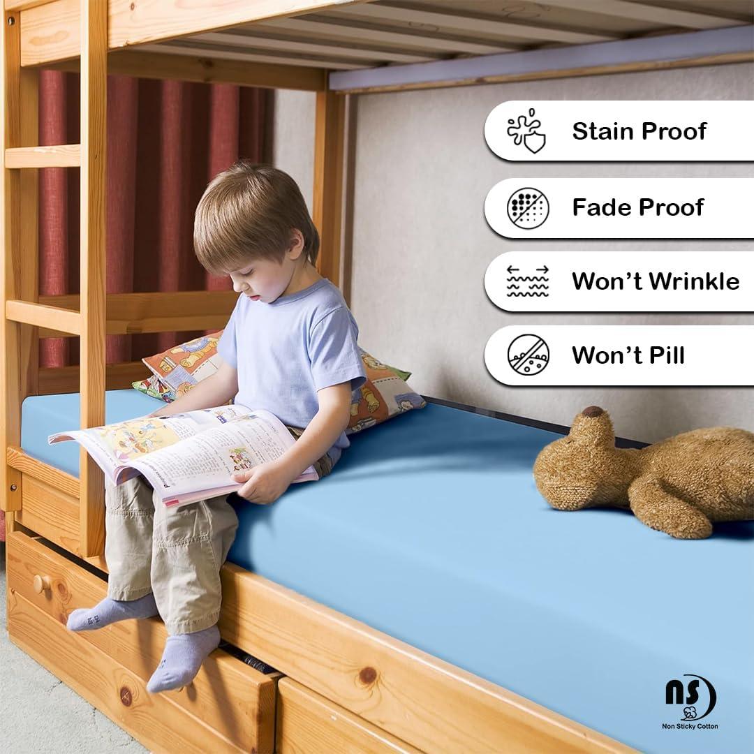 Juego de Sábanas de Cuna NON Sticky de Algodón Egipcio 4 Piezas