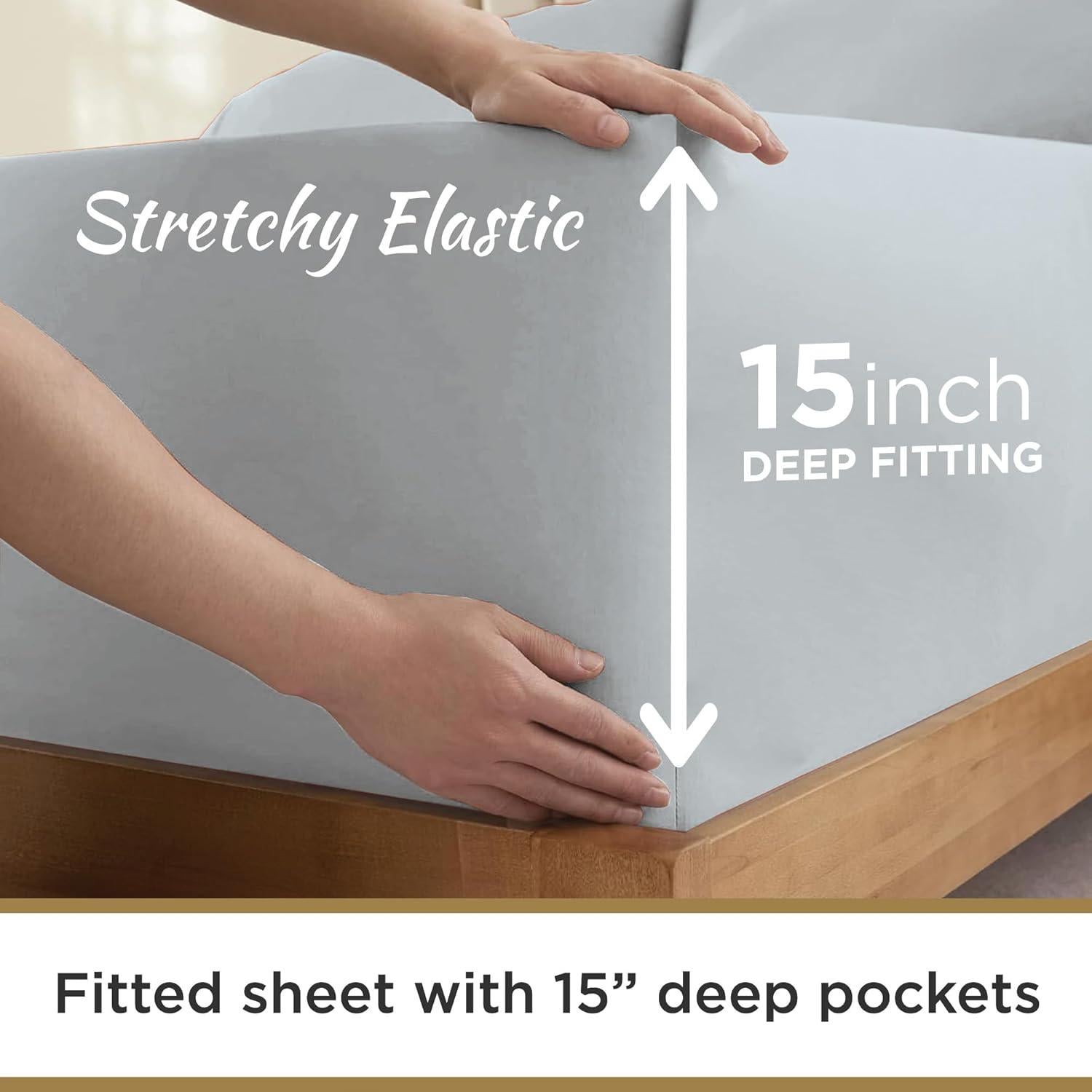 Juego de Sábanas Twin Microfibra 1800 Destiny Gris Claro