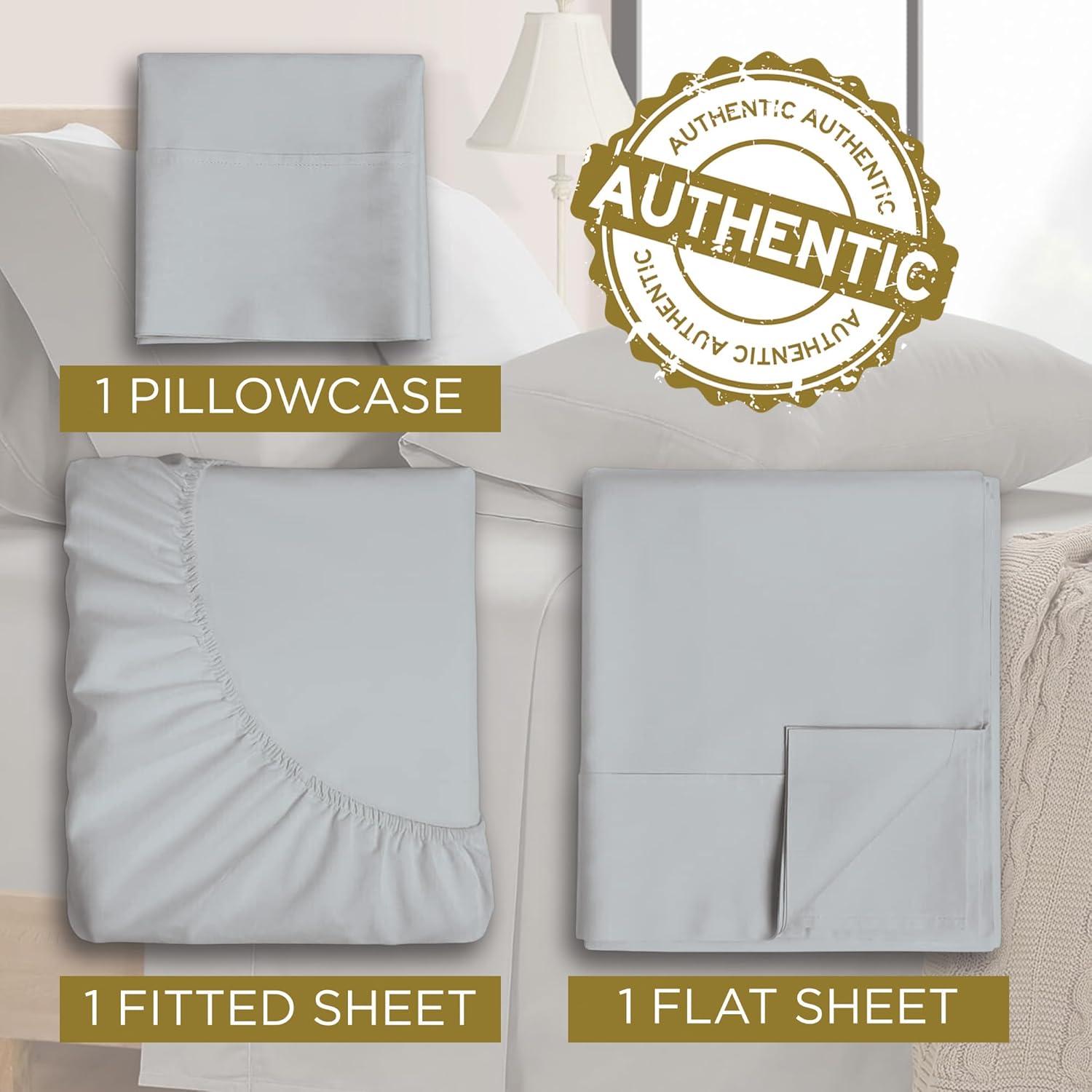 Juego de Sábanas Twin Microfibra 1800 Destiny Gris Claro