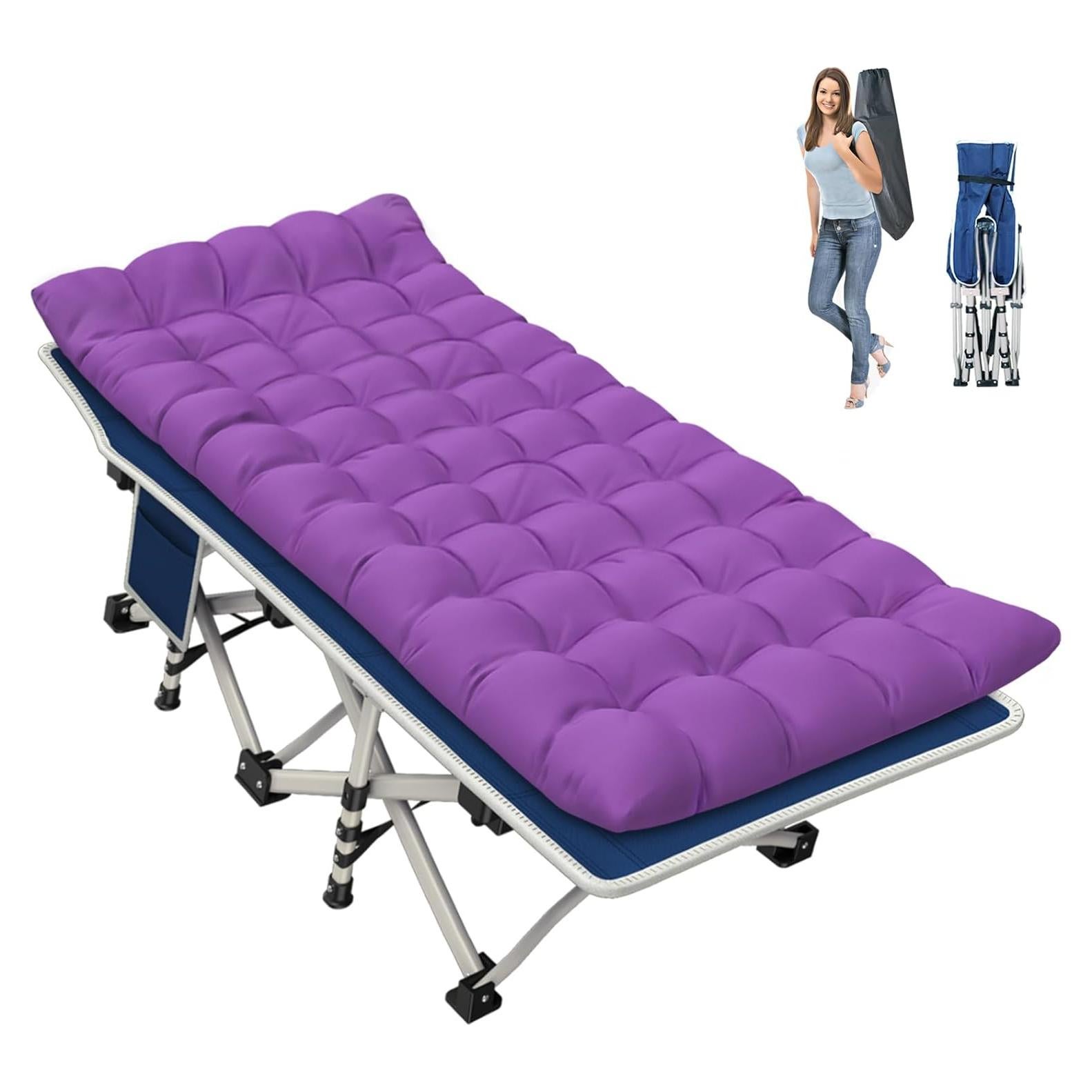 Cama Plegable de Camping GETOVIN con Colchón 190.5x71.1cm